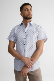 Chemise à manches courtes en microfibre - Homme && BLEU MULTI