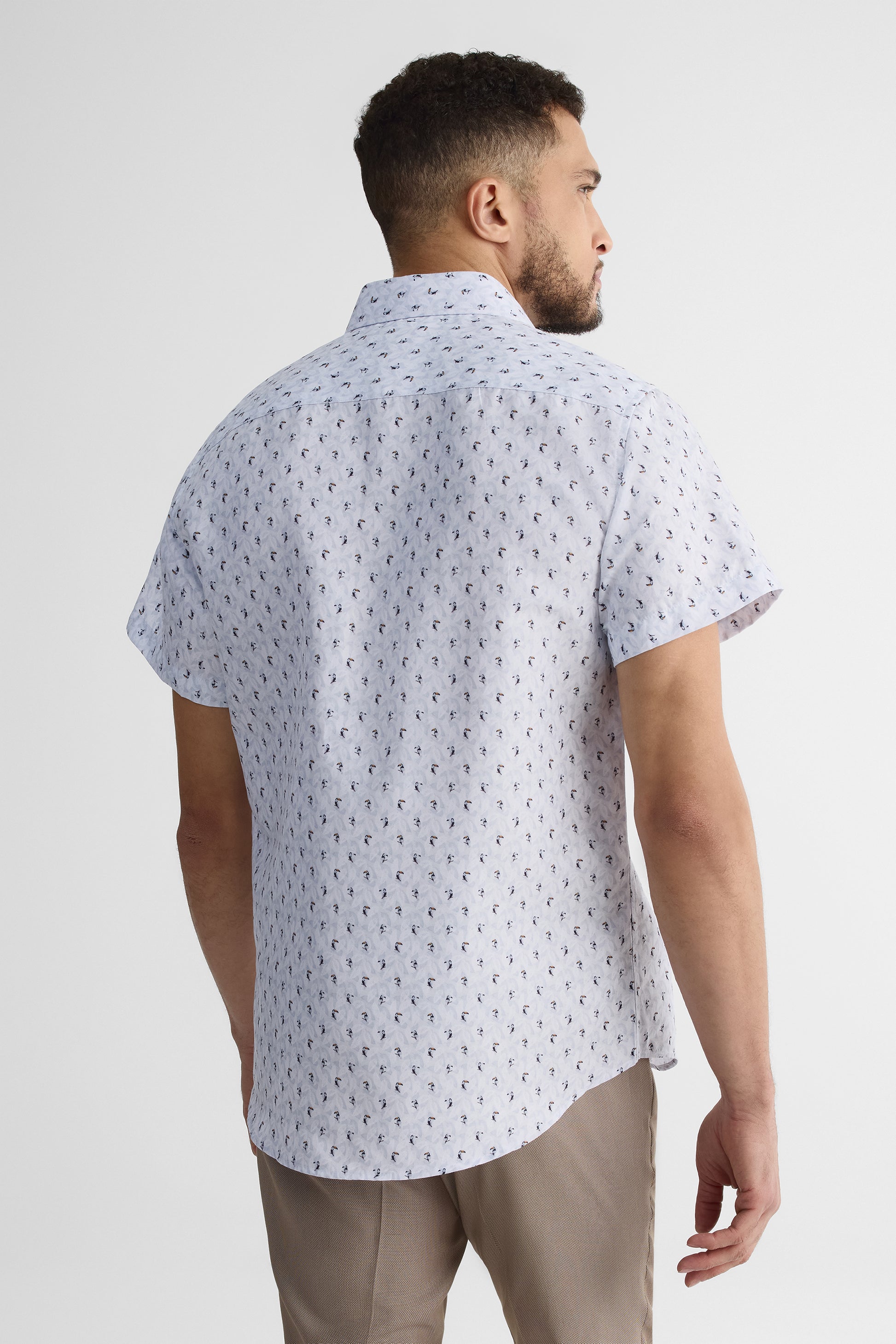 Chemise à manches courtes en microfibre - Homme && BLEU MULTI