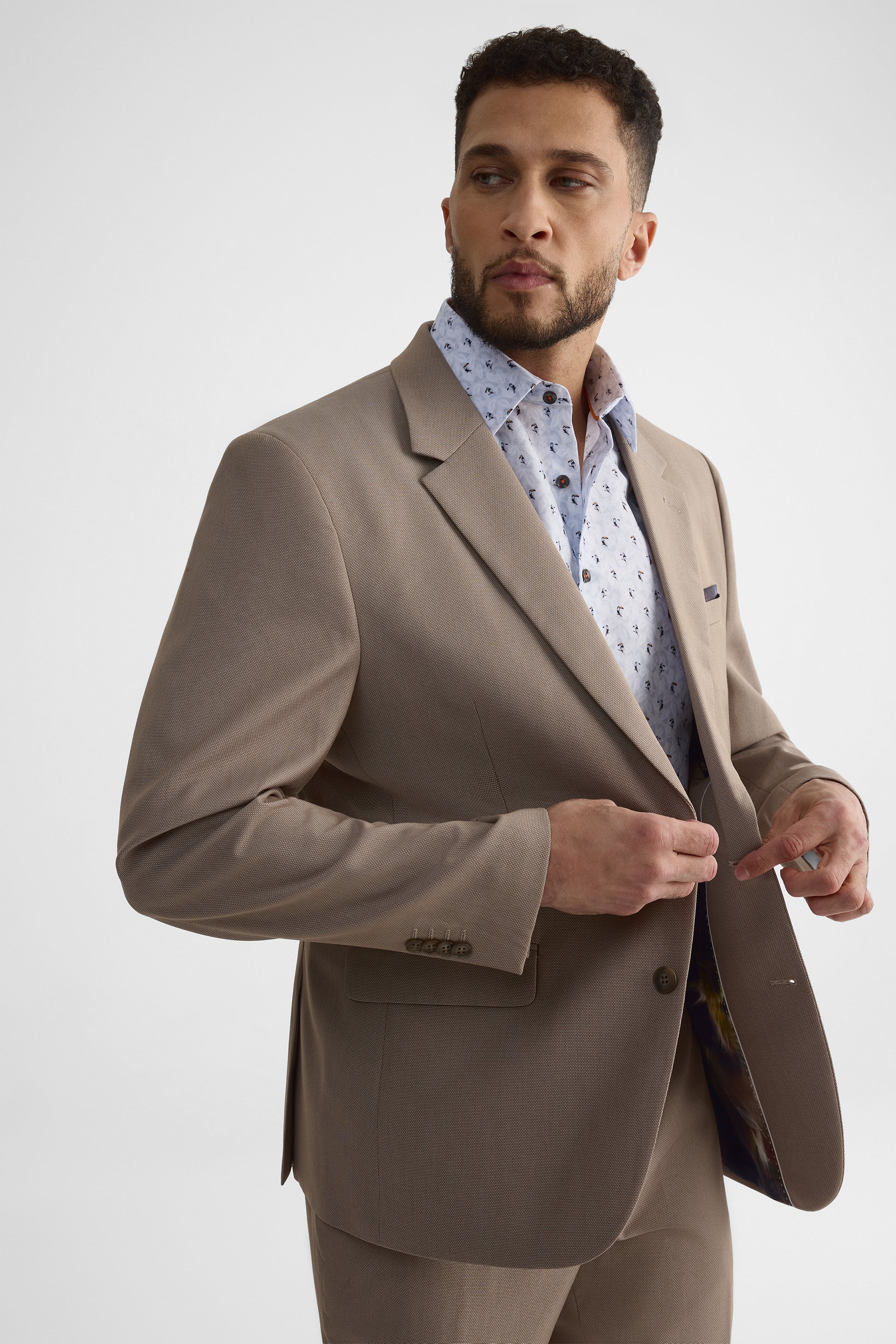 Chemise à manches courtes en microfibre - Homme && BLEU MULTI