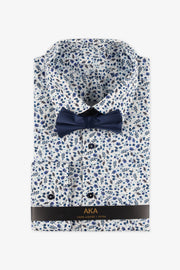 Chemise à manches courtes avec nœud papillon - Homme && BLEU