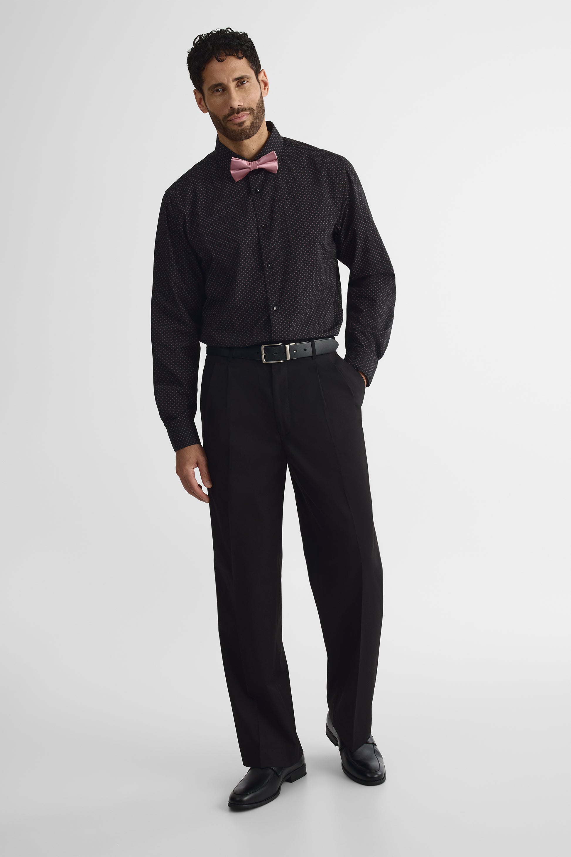 Chemise à manches courtes avec nœud papillon - Homme && NOIR/MULTI