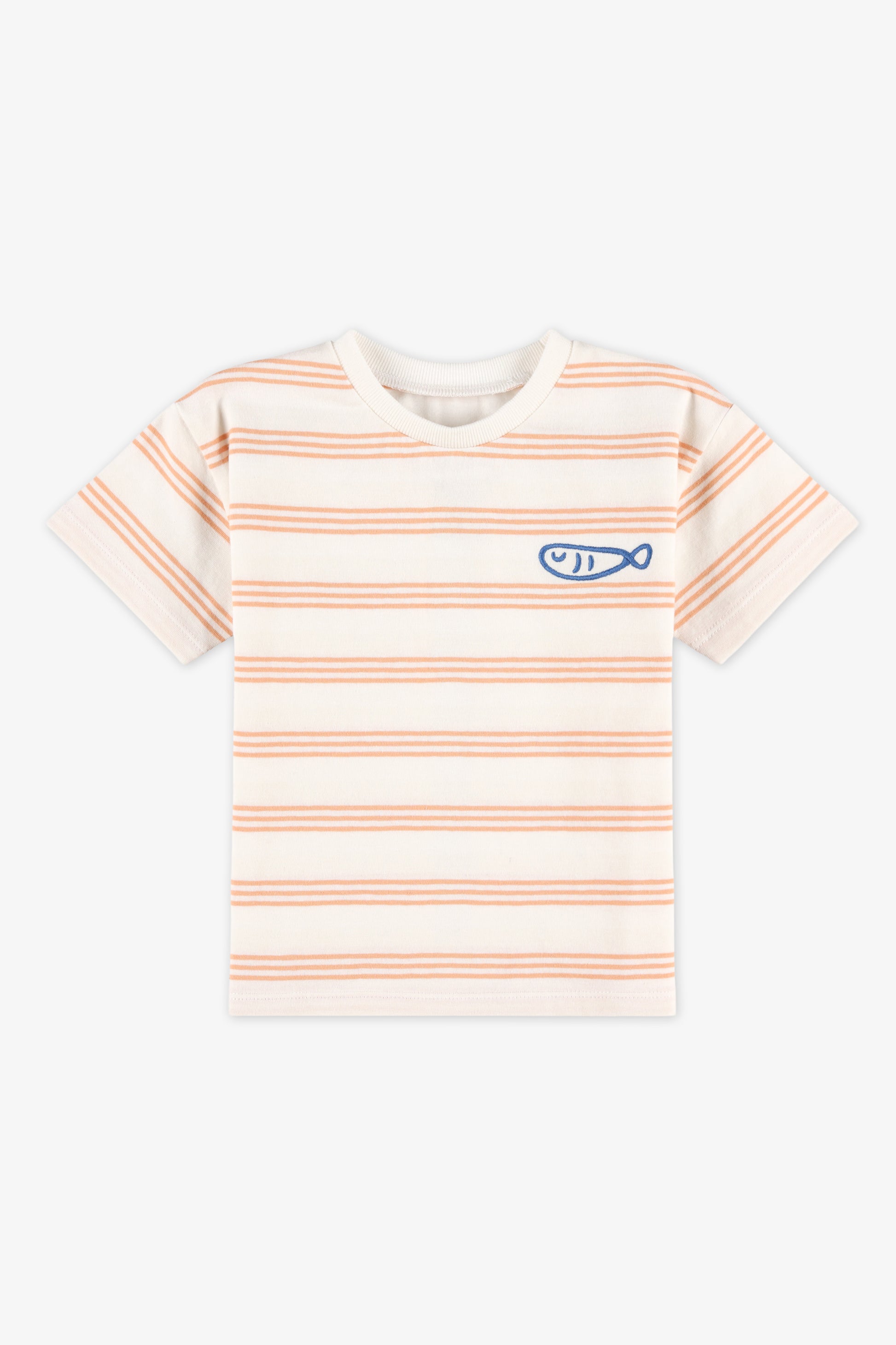 T-shirt à manches courtes rayé - Bébé garçon && BRUN/MULTI