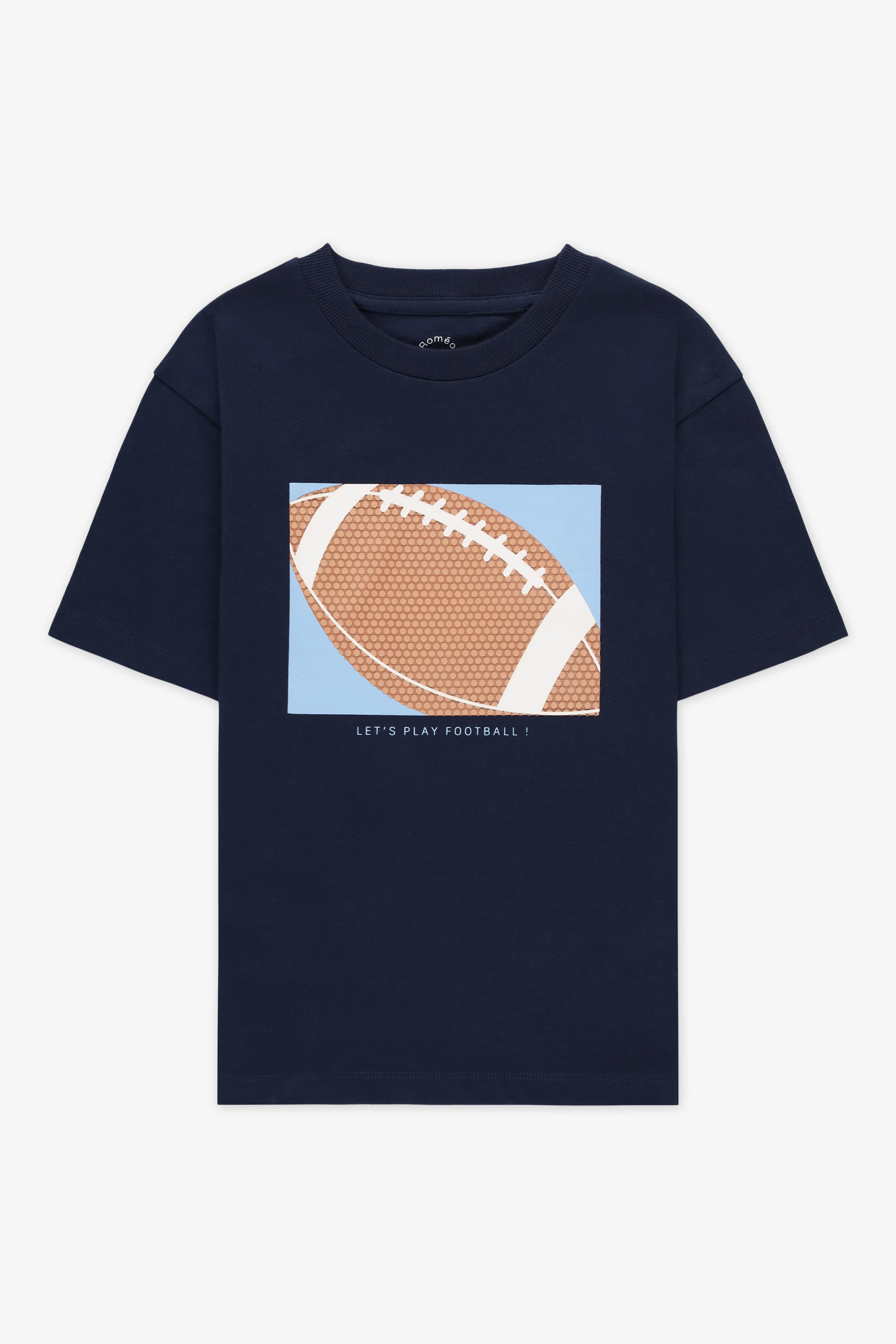 T-shirt à manches courtes col rond - Enfant garçon && MARIN