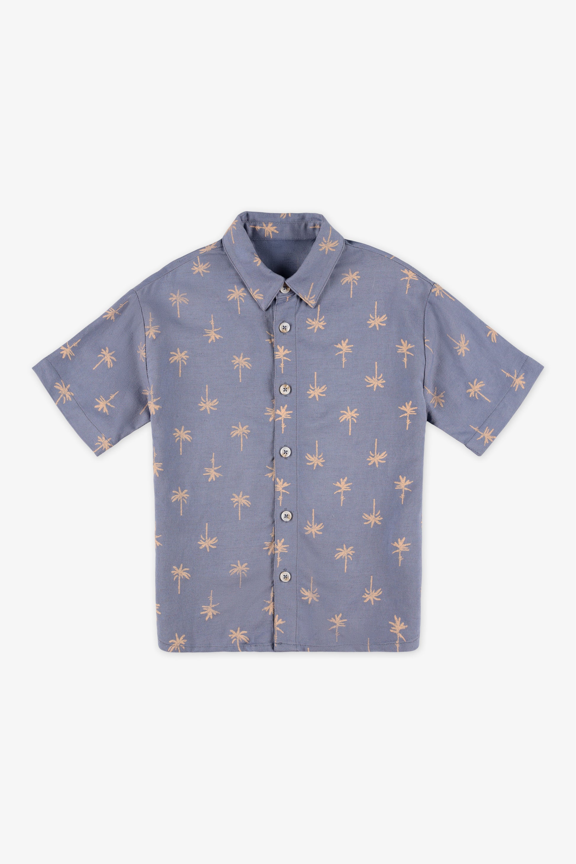 Chemise à manches courtes en lin - Garçon && BLEU MULTI