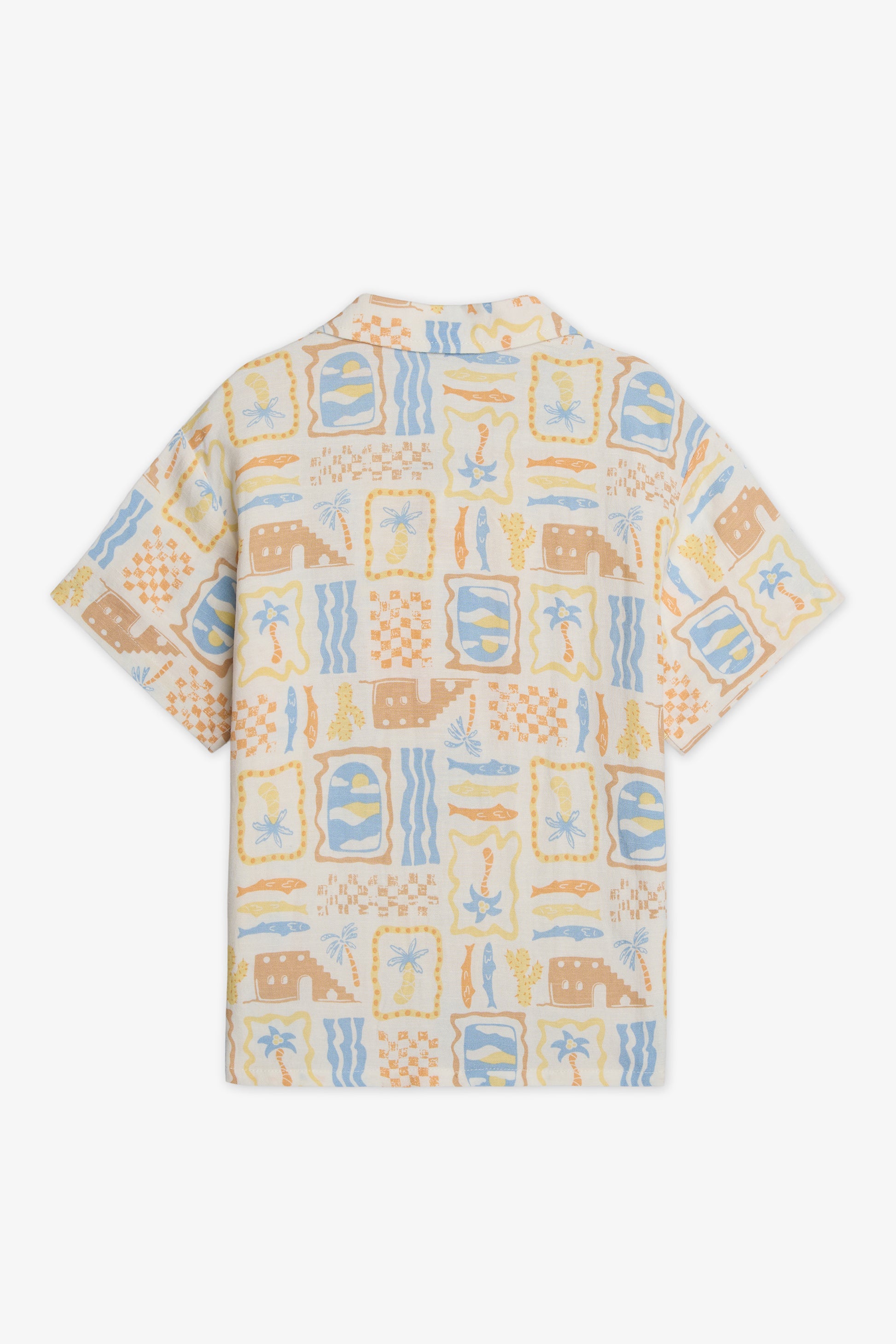 Chemise à manches courtes en lin - Enfant garçon && JAUNE/MULTI