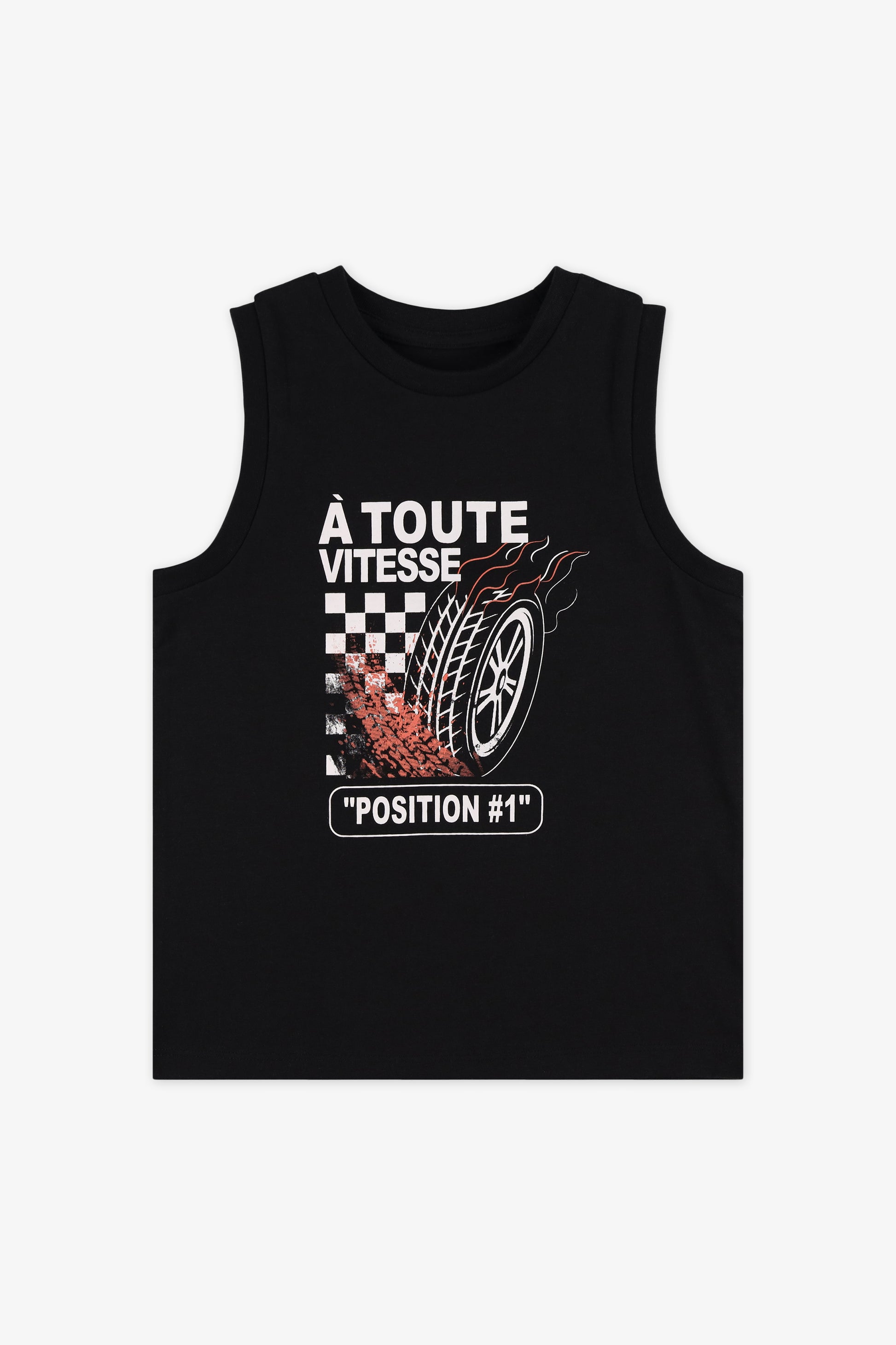 Enfant garçon 2/20$ - Camisole col rond imprimée && NOIR