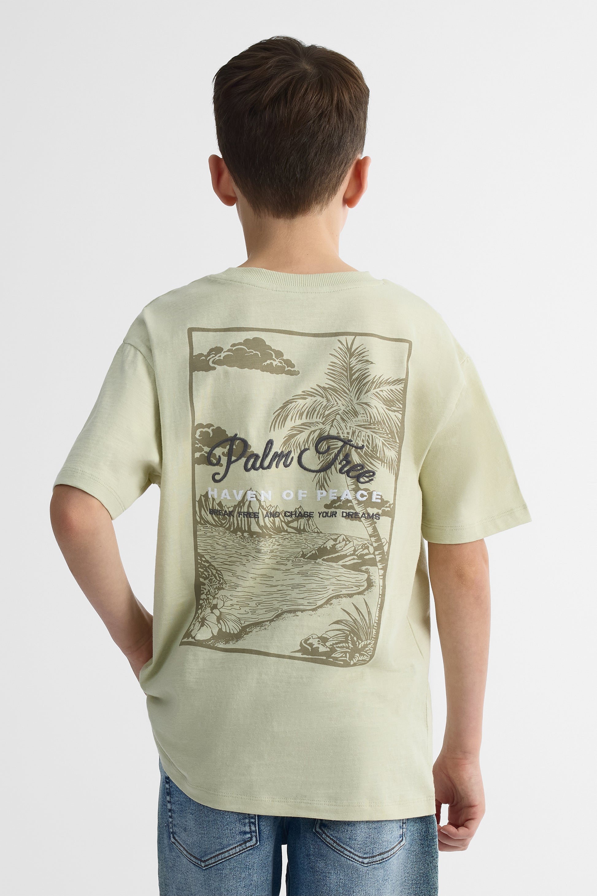 T-shirt à manches courtes col rond - Ado garçon && VERT
