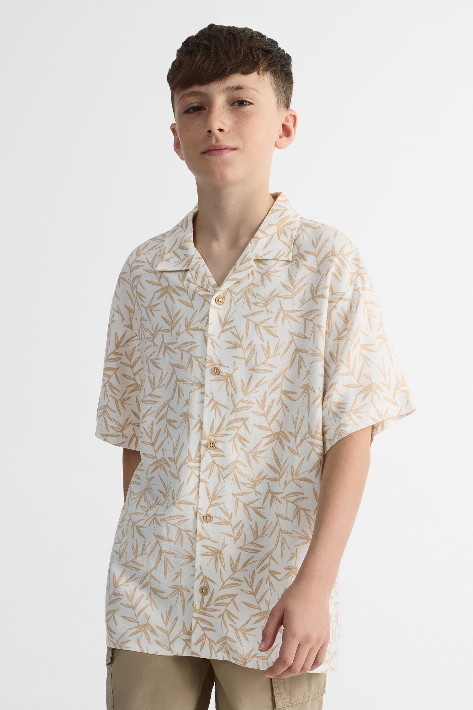 Chemise à manches courtes imprimée - Ado garçon && TAUPE MULTI
