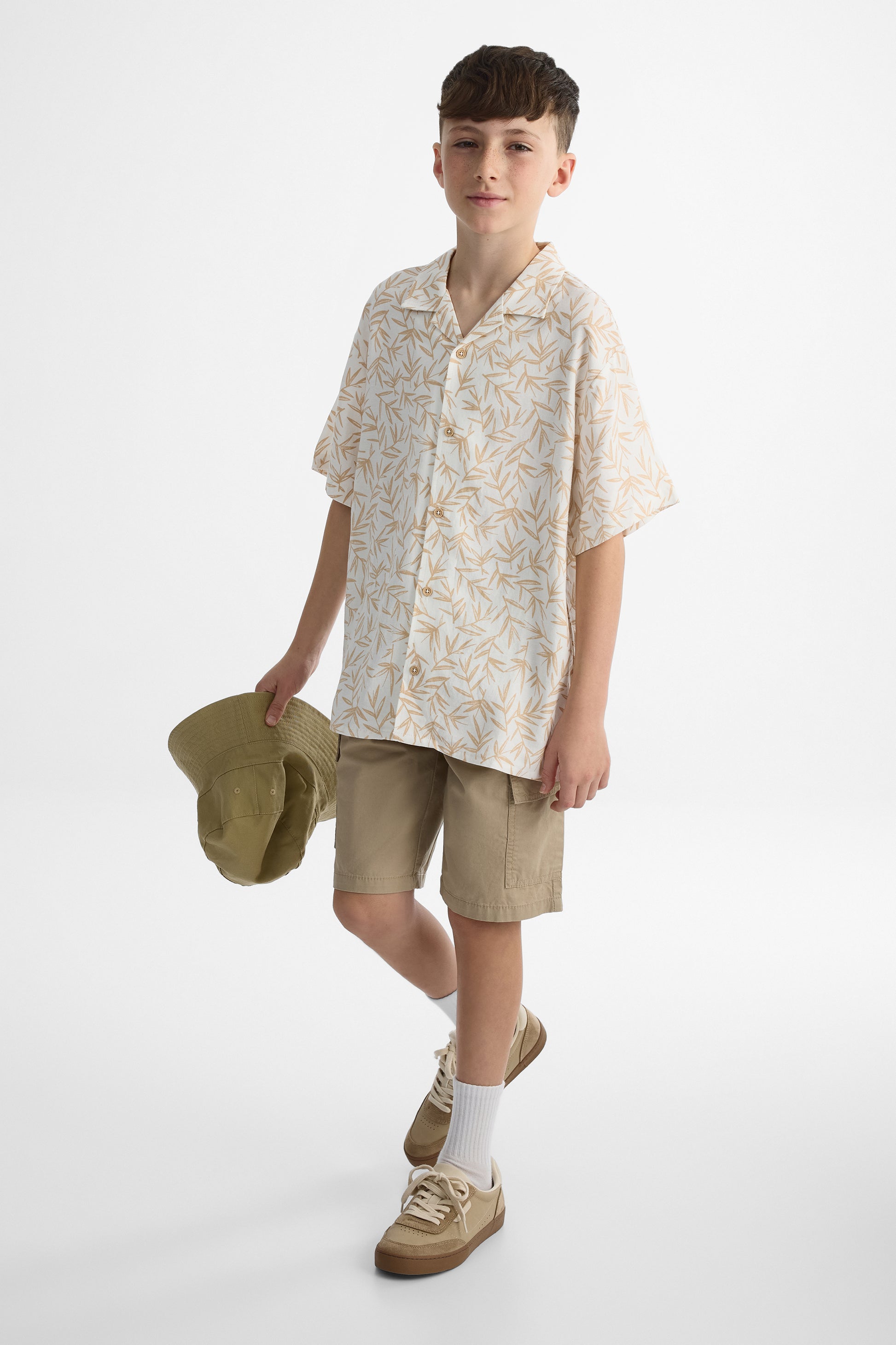 Chemise à manches courtes imprimée - Ado garçon && TAUPE MULTI