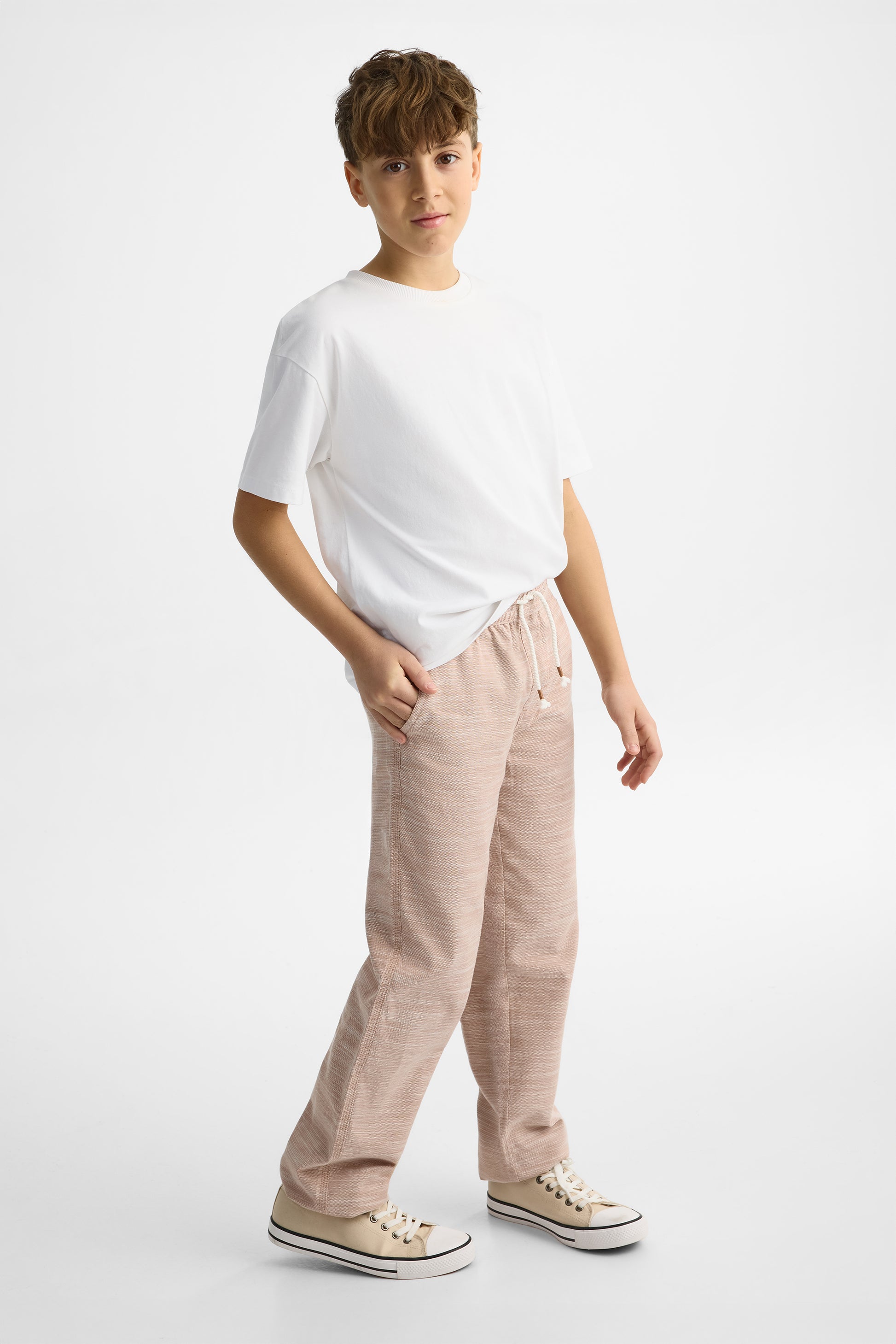 Pantalon pull-on élastique à cordon - Ado garçon && BRUN