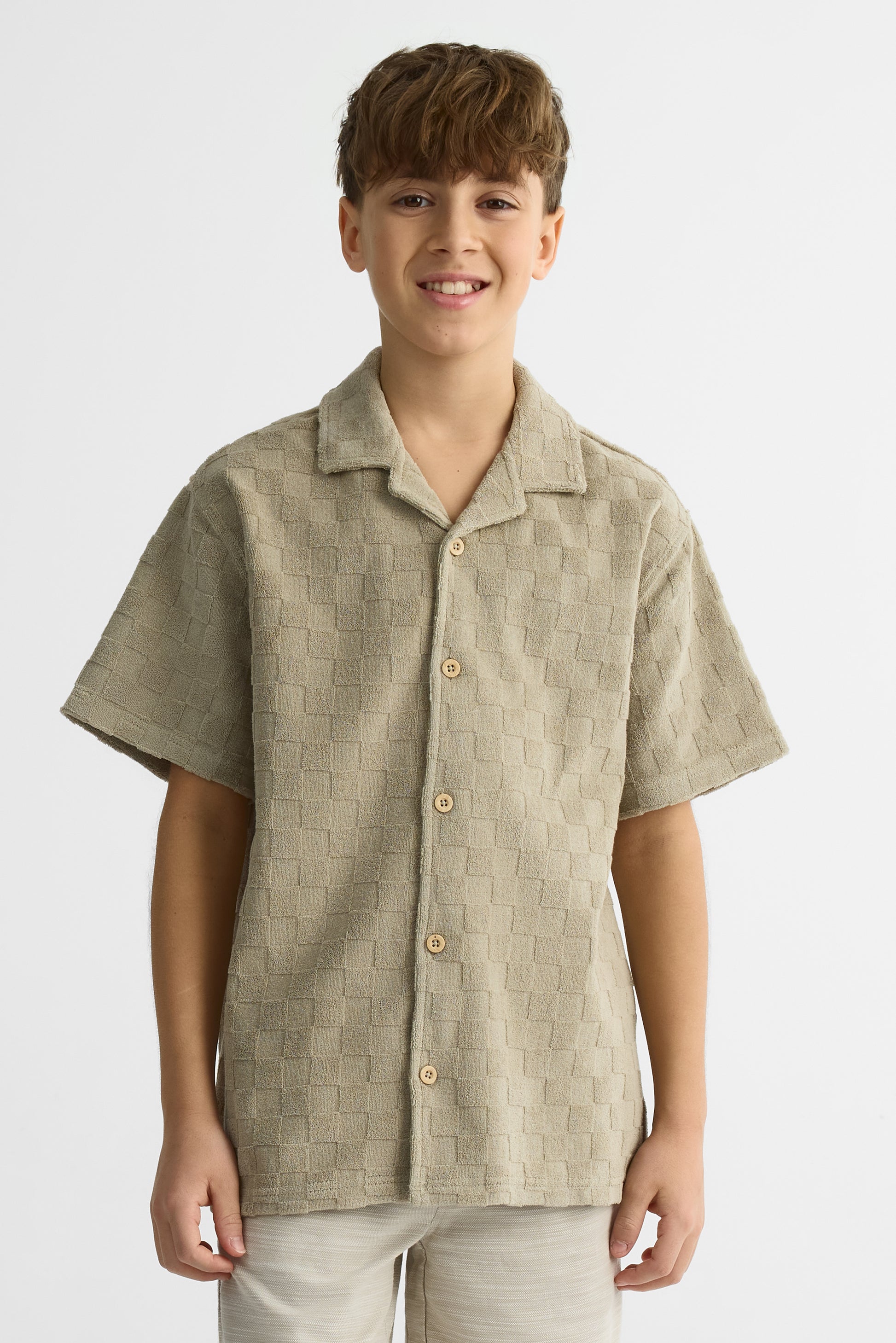Chemise à manches courtes imprimée - Ado garçon && KAKI