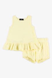 Camisole à col rond frill - Bébé fille && JAUNE