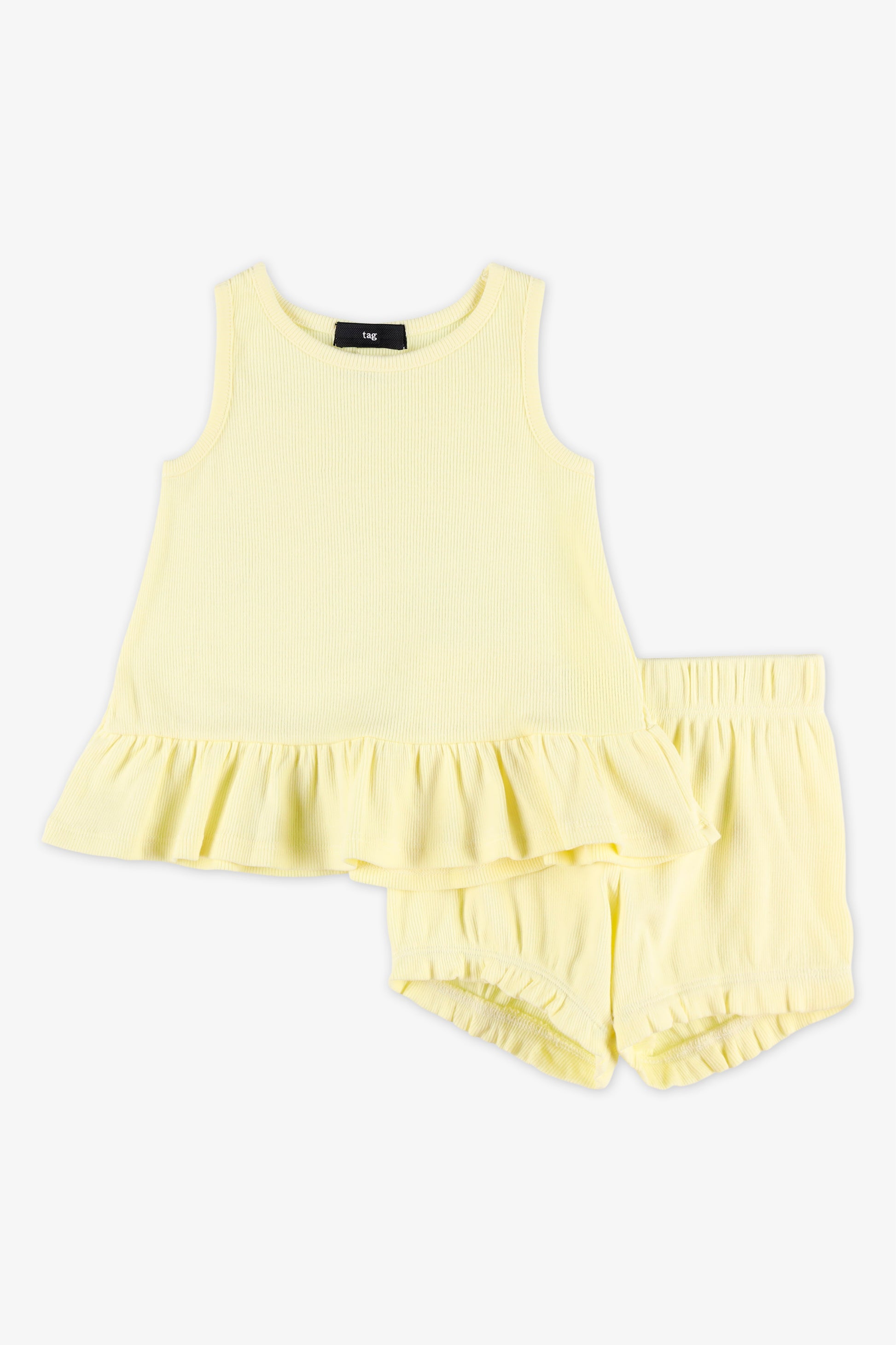 Camisole à col rond frill - Bébé fille && JAUNE