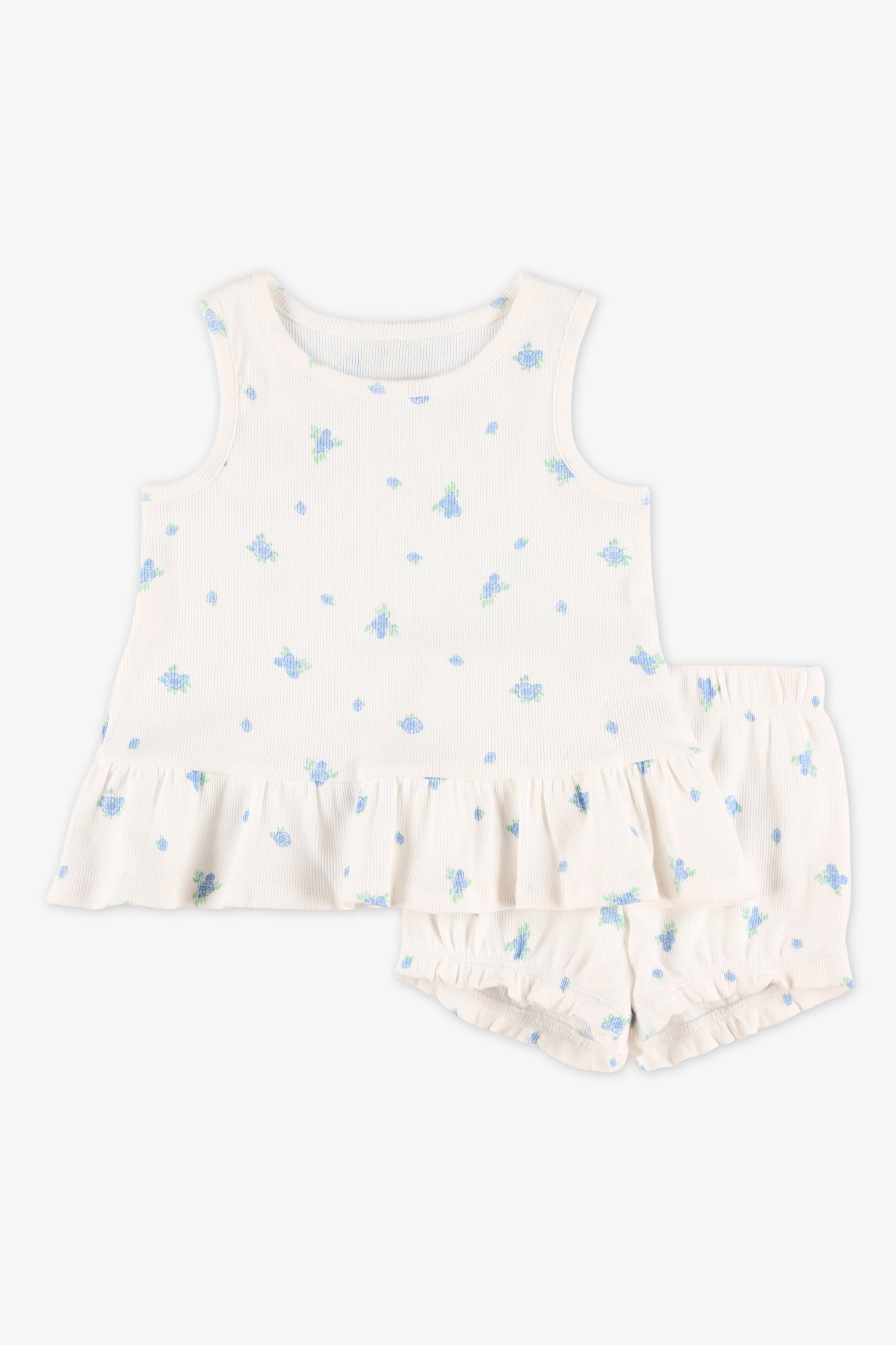 Camisole à col rond frill - Bébé fille && BLANC MULTI