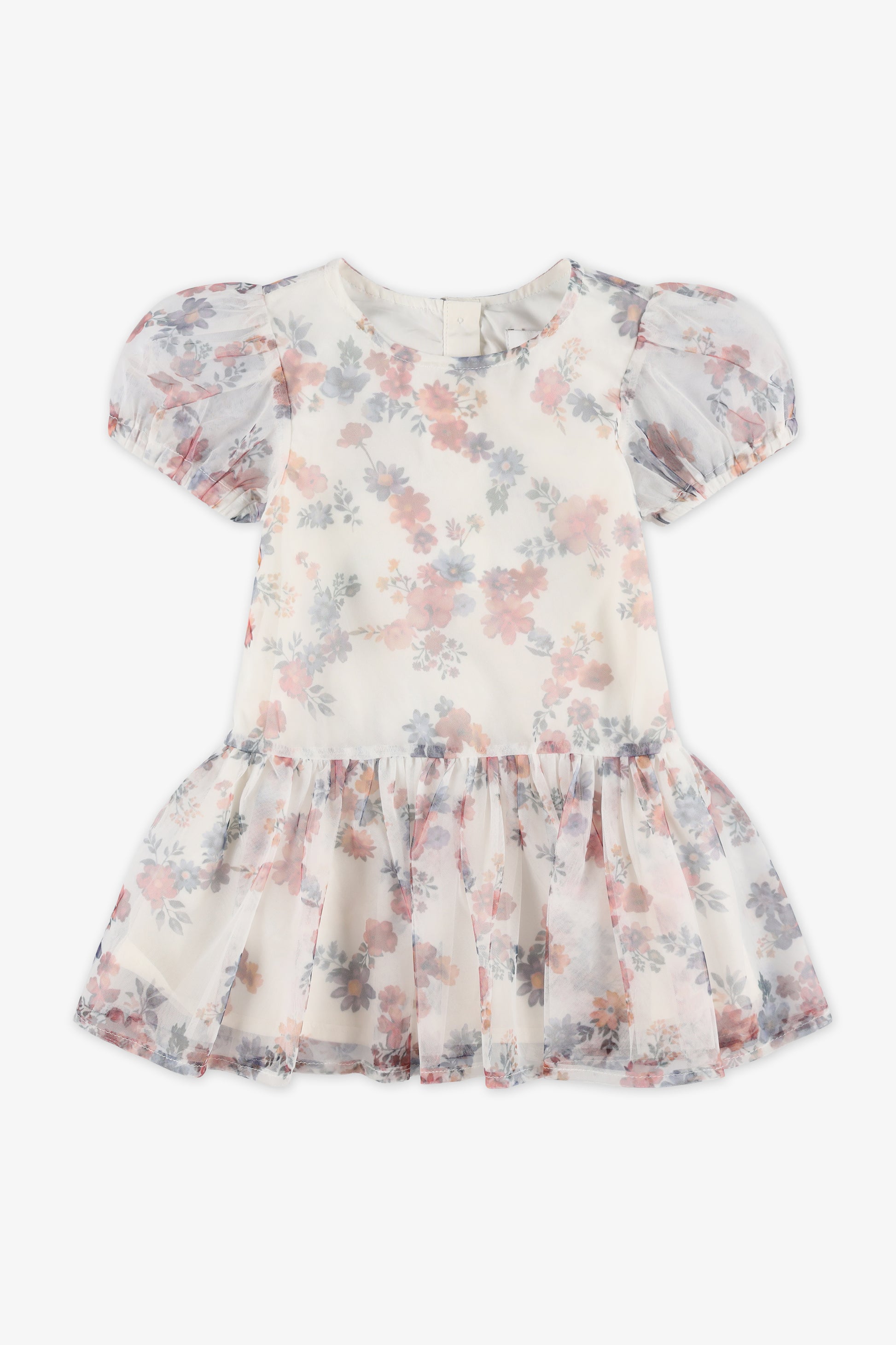 Robe à manches courtes en tulle - Bébé fille && BLANC CASSÉ/MULTI