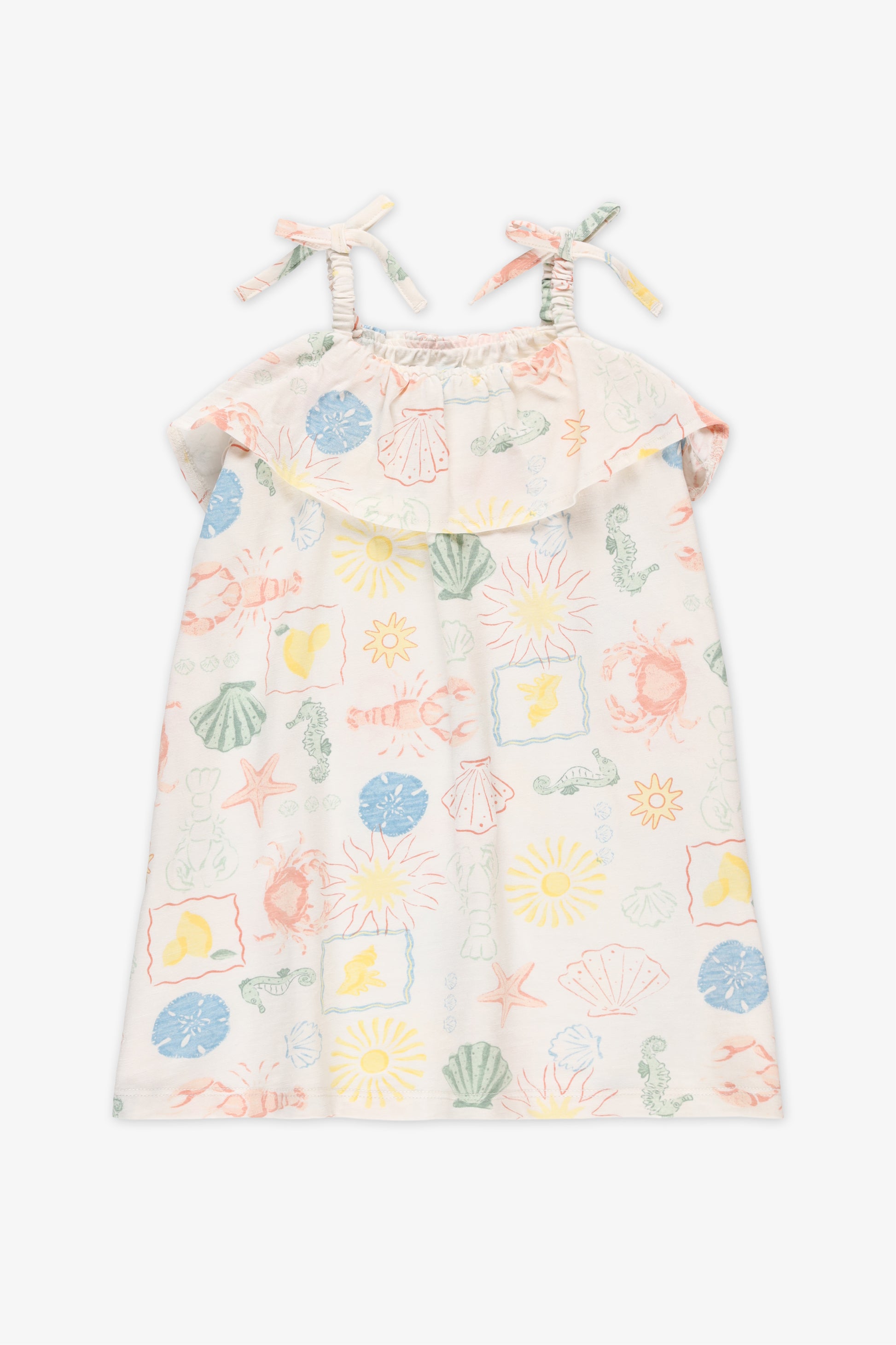 Robe à bretelles froncées - Bébé fille && BEIGE/MULTI