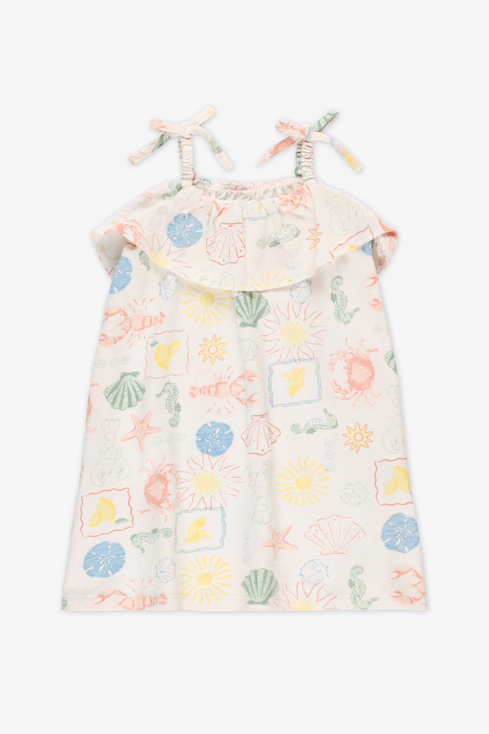 Robe à bretelles froncées - Bébé fille && BEIGE/MULTI