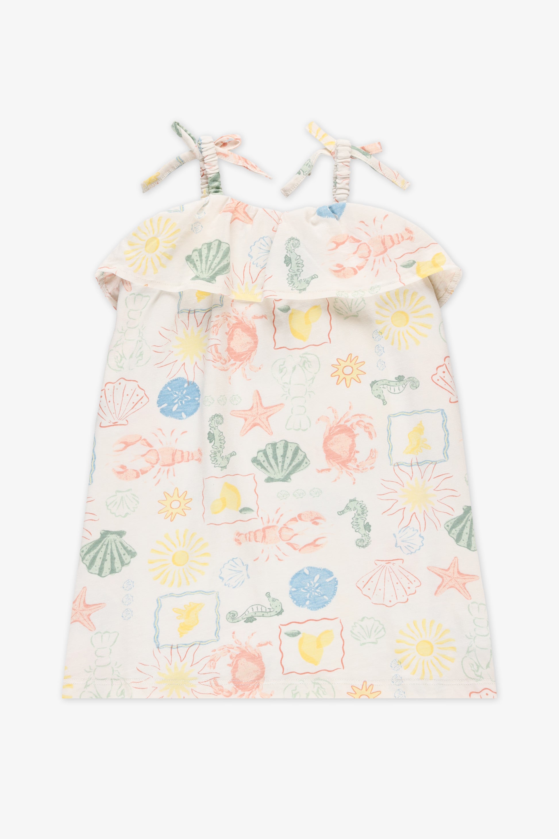 Robe à bretelles froncées - Bébé fille && BEIGE/MULTI