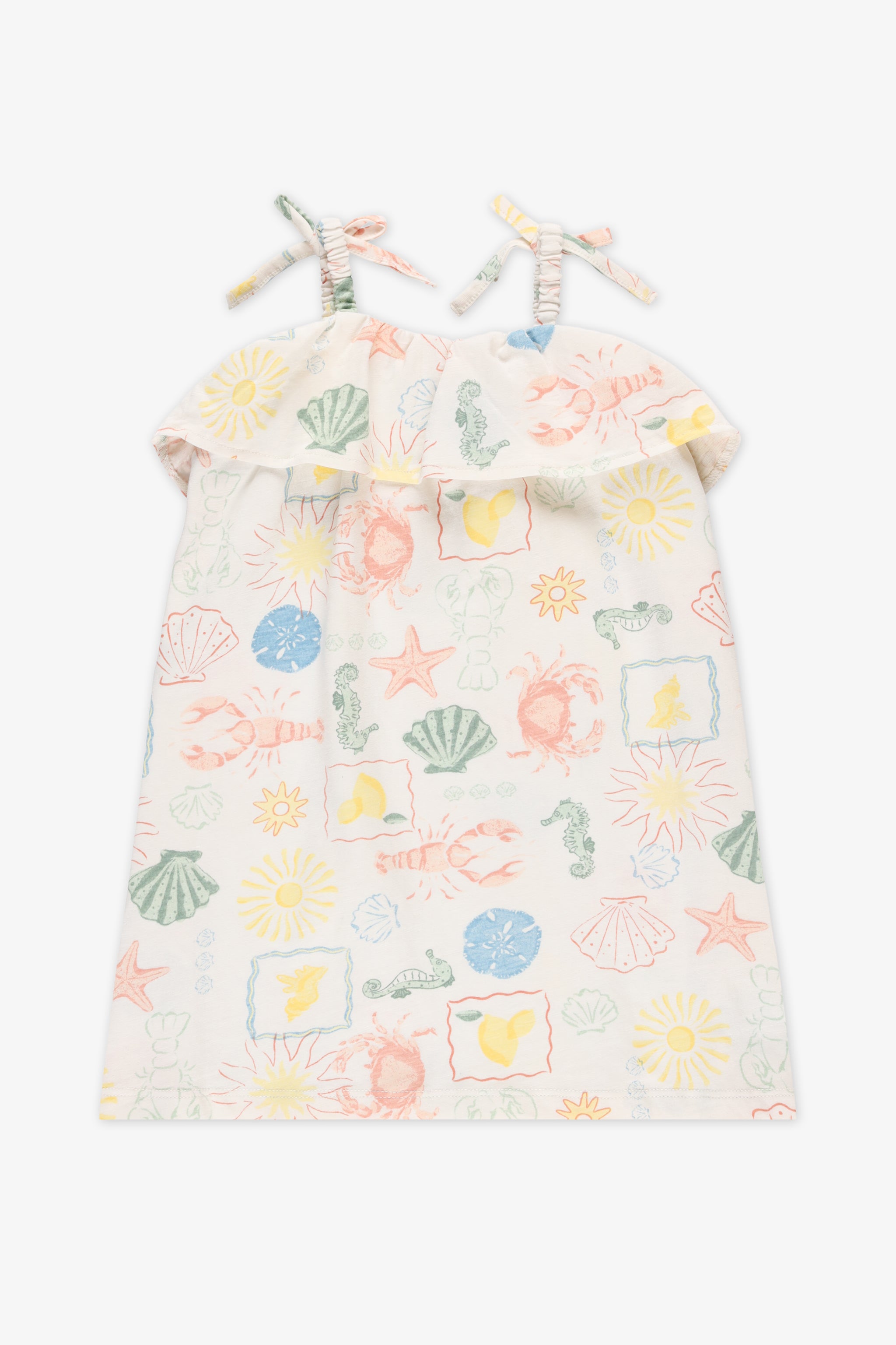 Robe à bretelles froncées - Bébé fille && BEIGE/MULTI