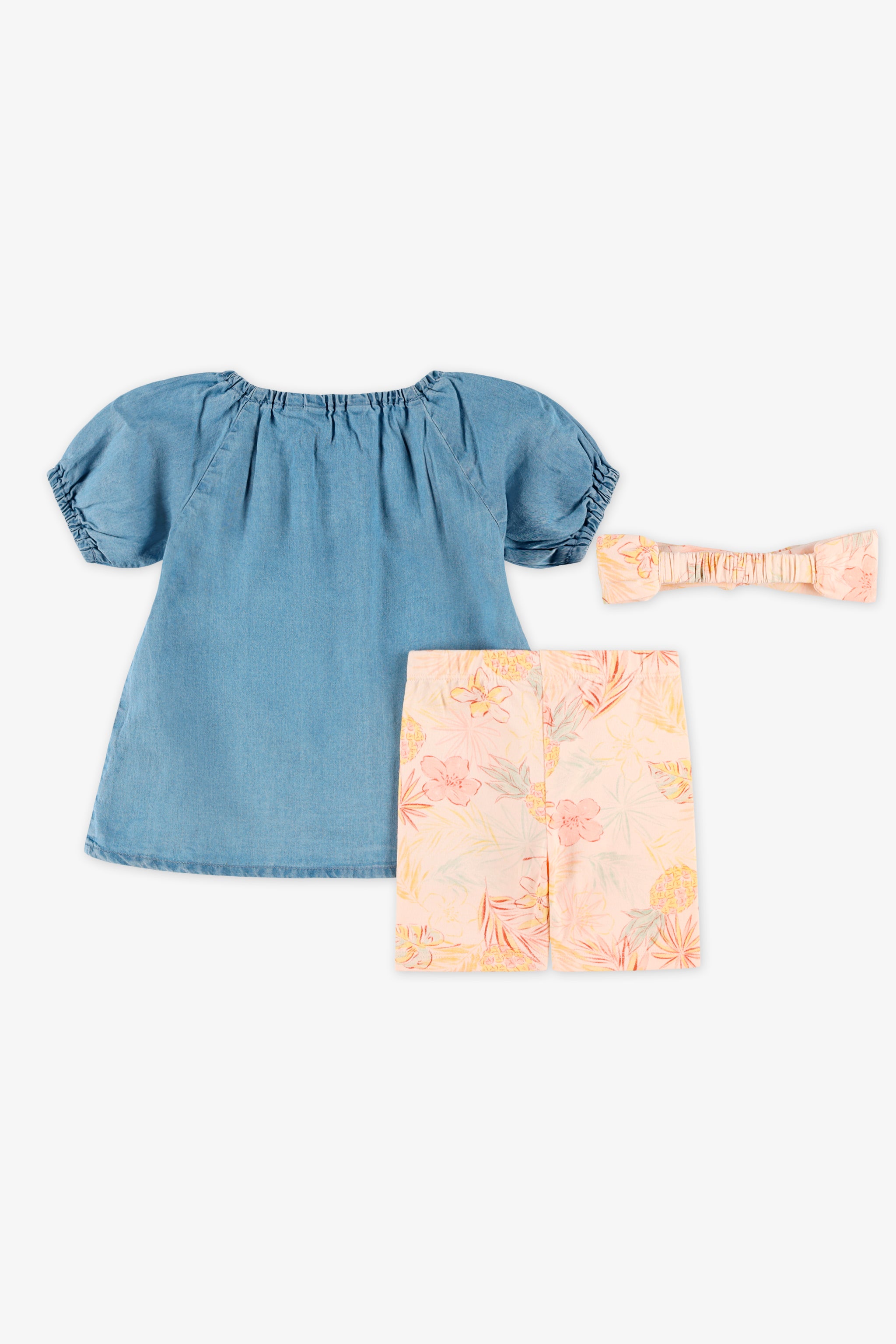 Tunique en lyocell à manches courtes - Bébé fille && BLEU