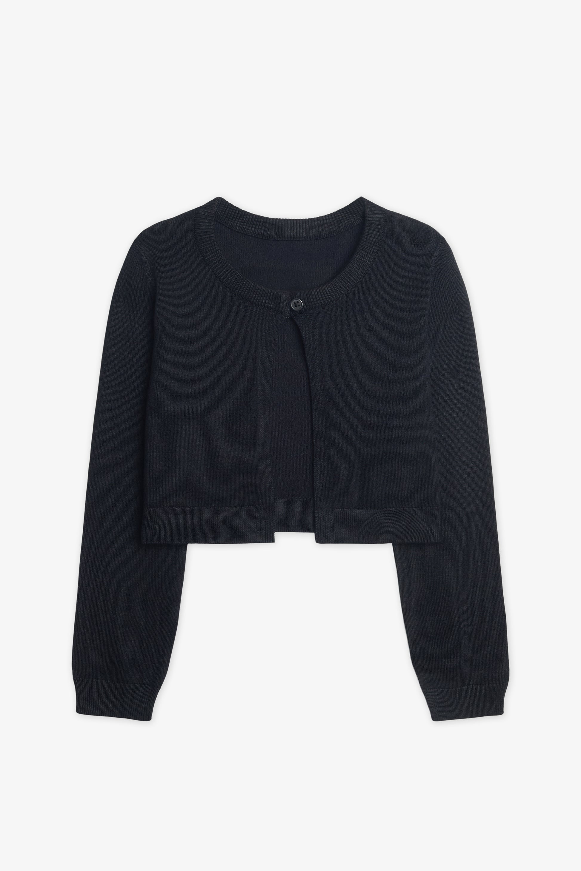Veste tricot boléro manches longues - Fille && NOIR