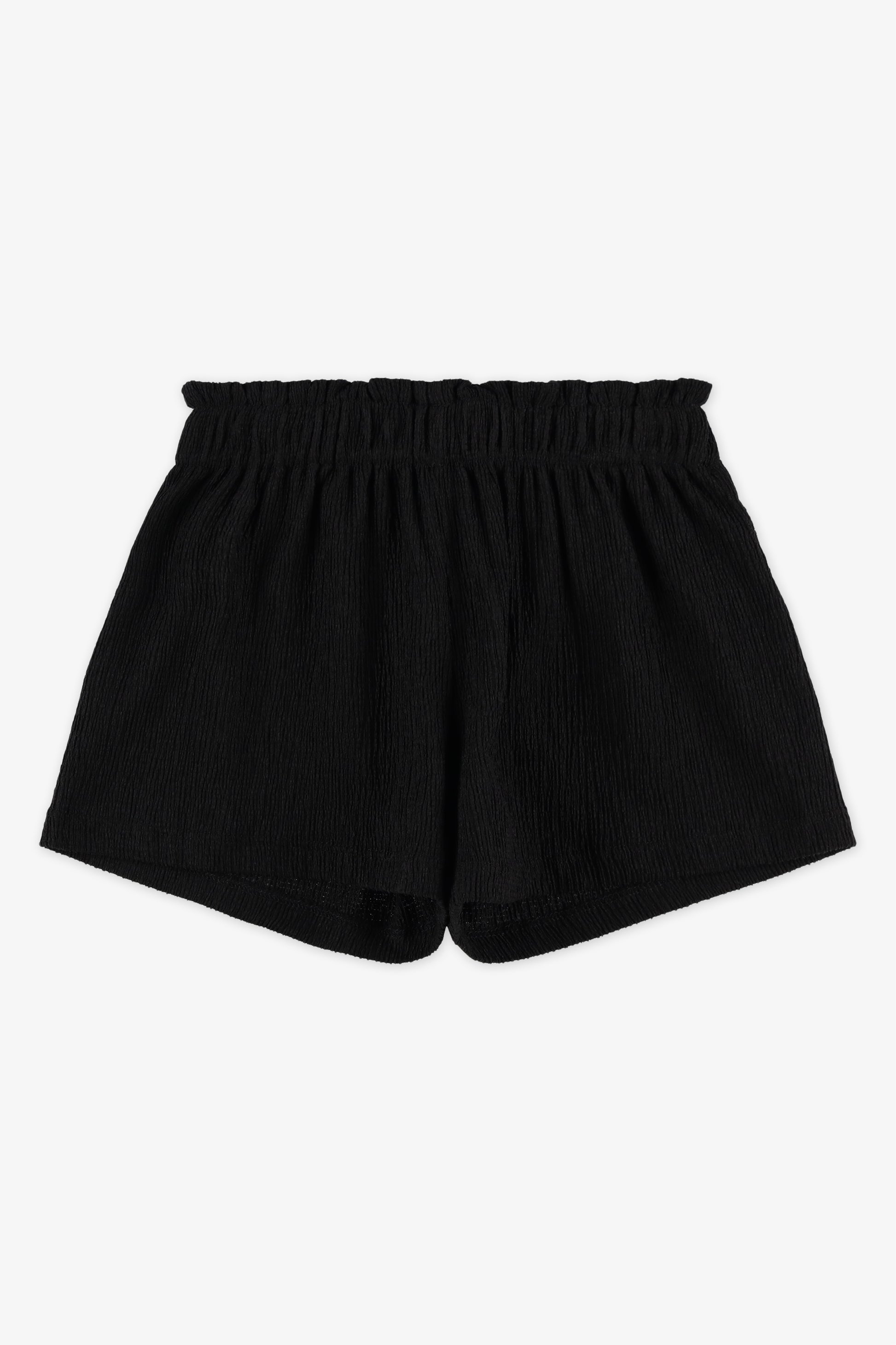 Short uni élastique à la taille - Enfant fille && NOIR