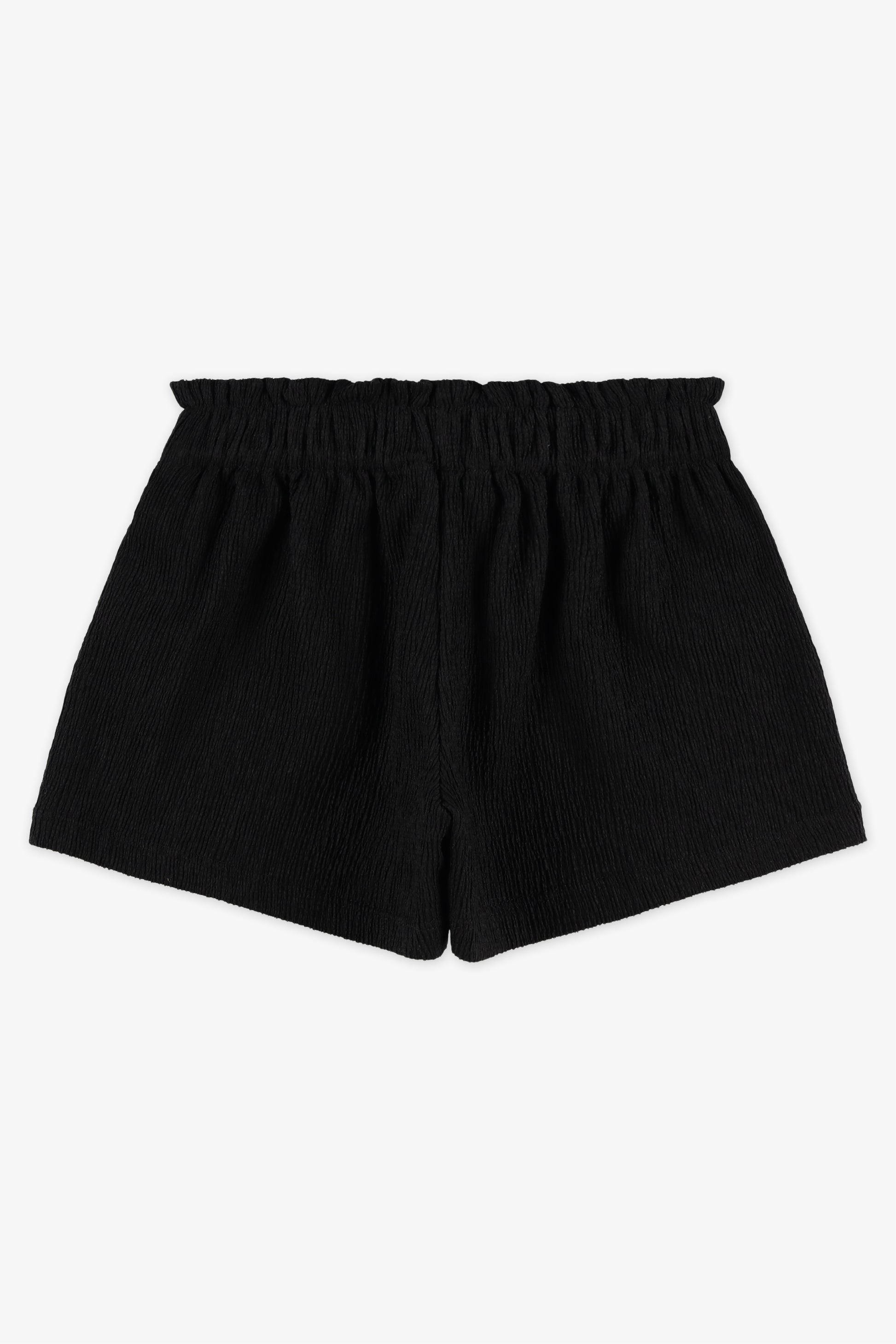Short uni élastique à la taille - Enfant fille && NOIR