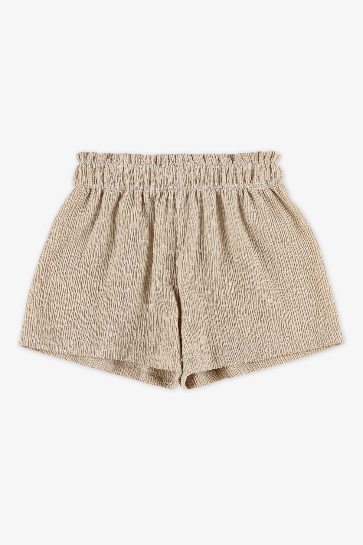 Short uni élastique à la taille - Enfant fille && TAUPE