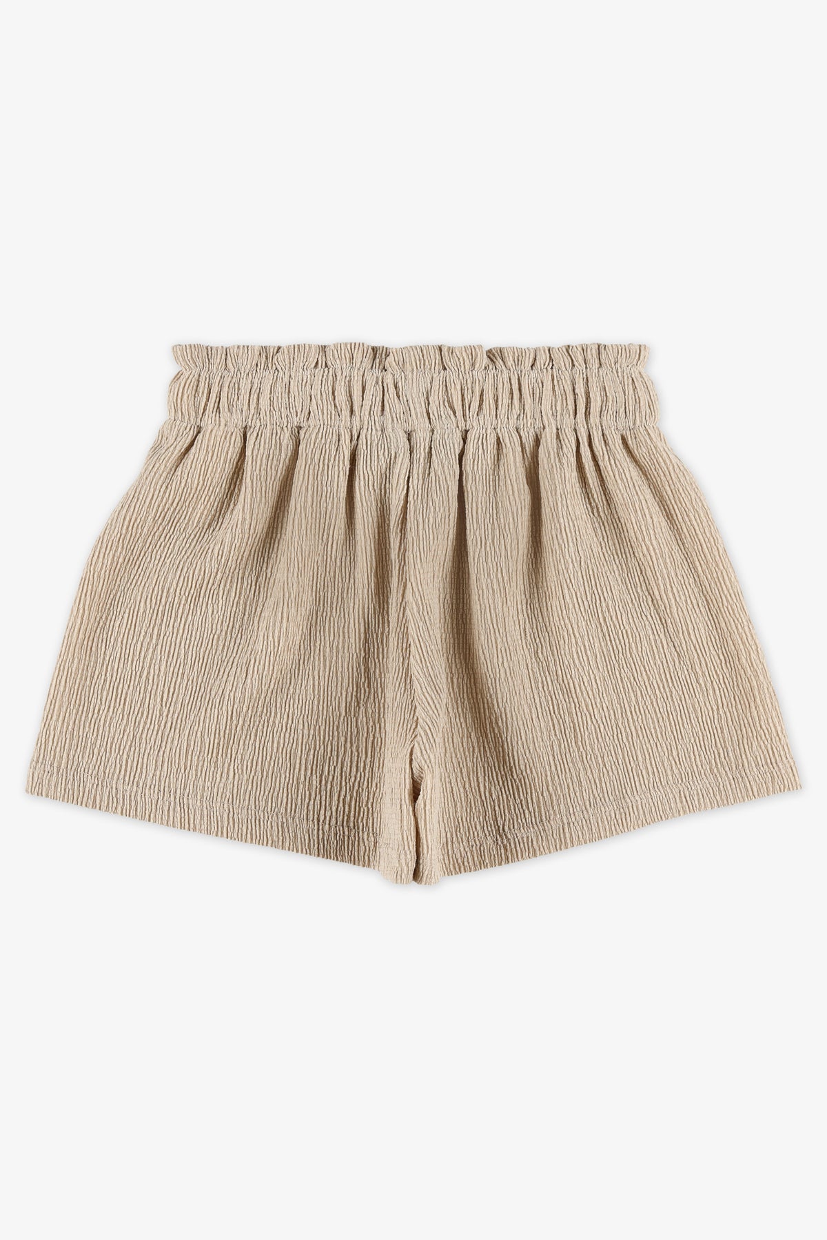 Short uni élastique à la taille - Enfant fille && TAUPE