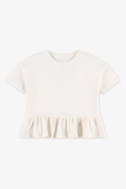 Chandail à volants en slub jersey - Enfant fille && BLANC CASSÉ