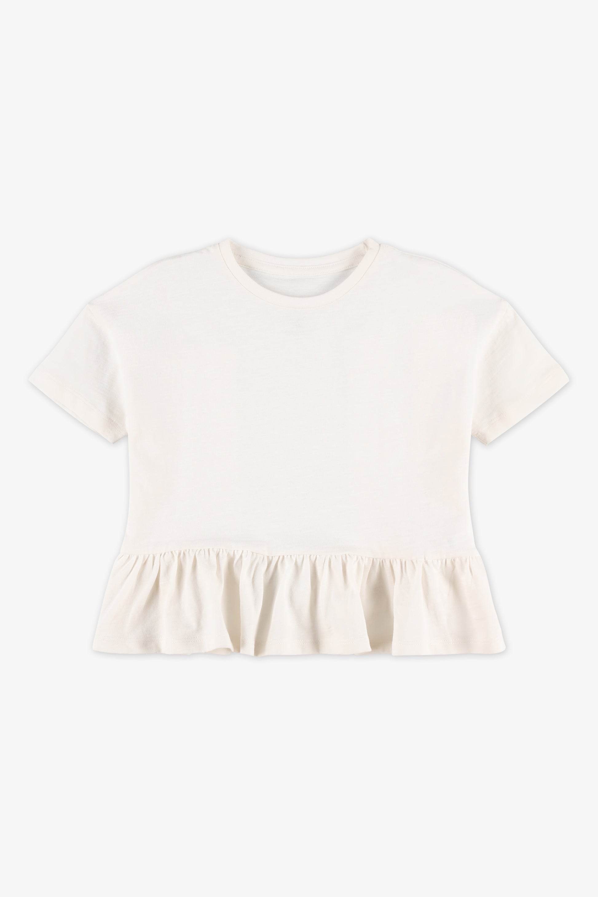 Chandail à volants en slub jersey - Enfant fille && BLANC CASSÉ