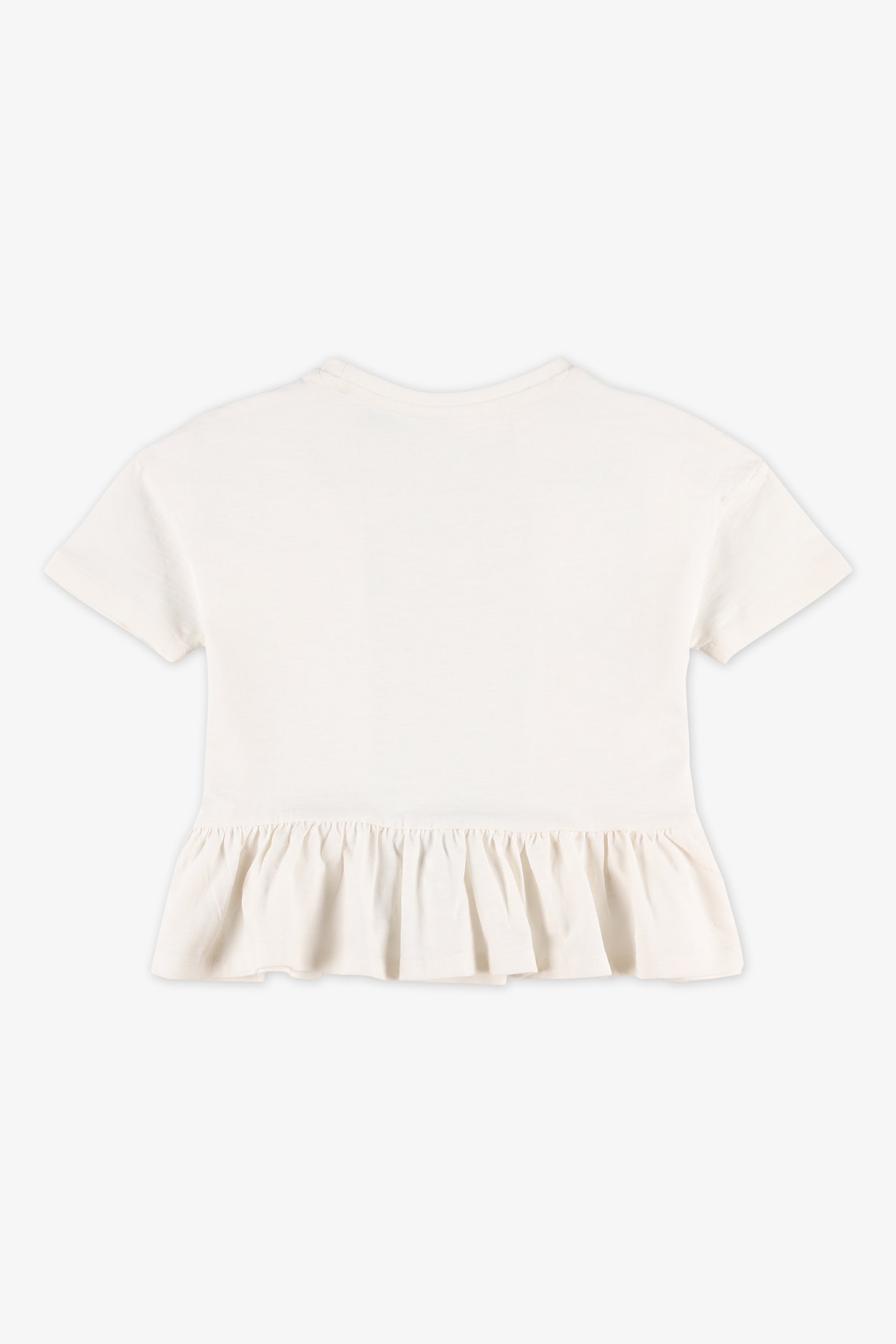 Chandail à volants en slub jersey - Enfant fille && BLANC CASSÉ
