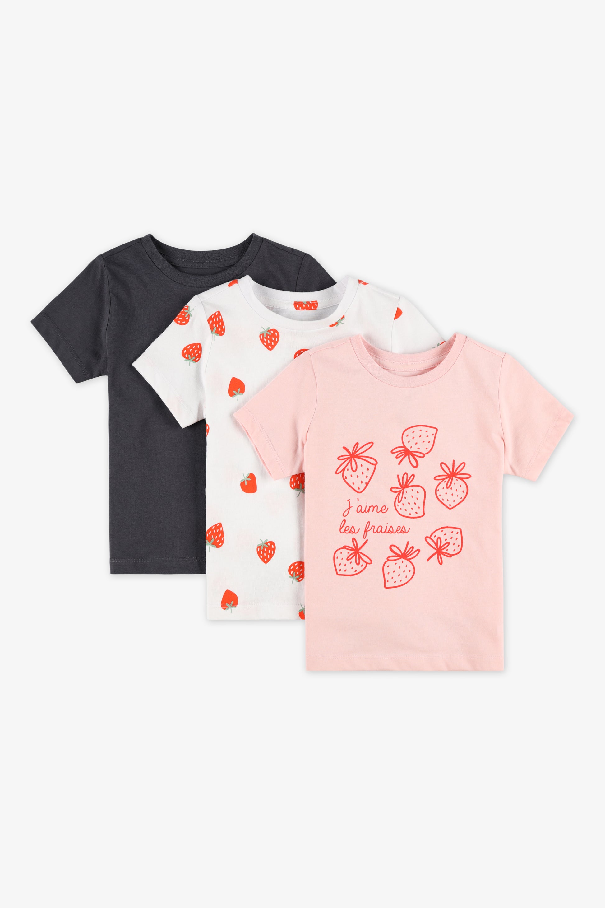 Pack de 3 T-shirts graphiques - Enfant fille && ROSE