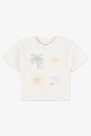 T-shirt à motifs en slub jersey - Enfant fille && BLANC CASSÉ