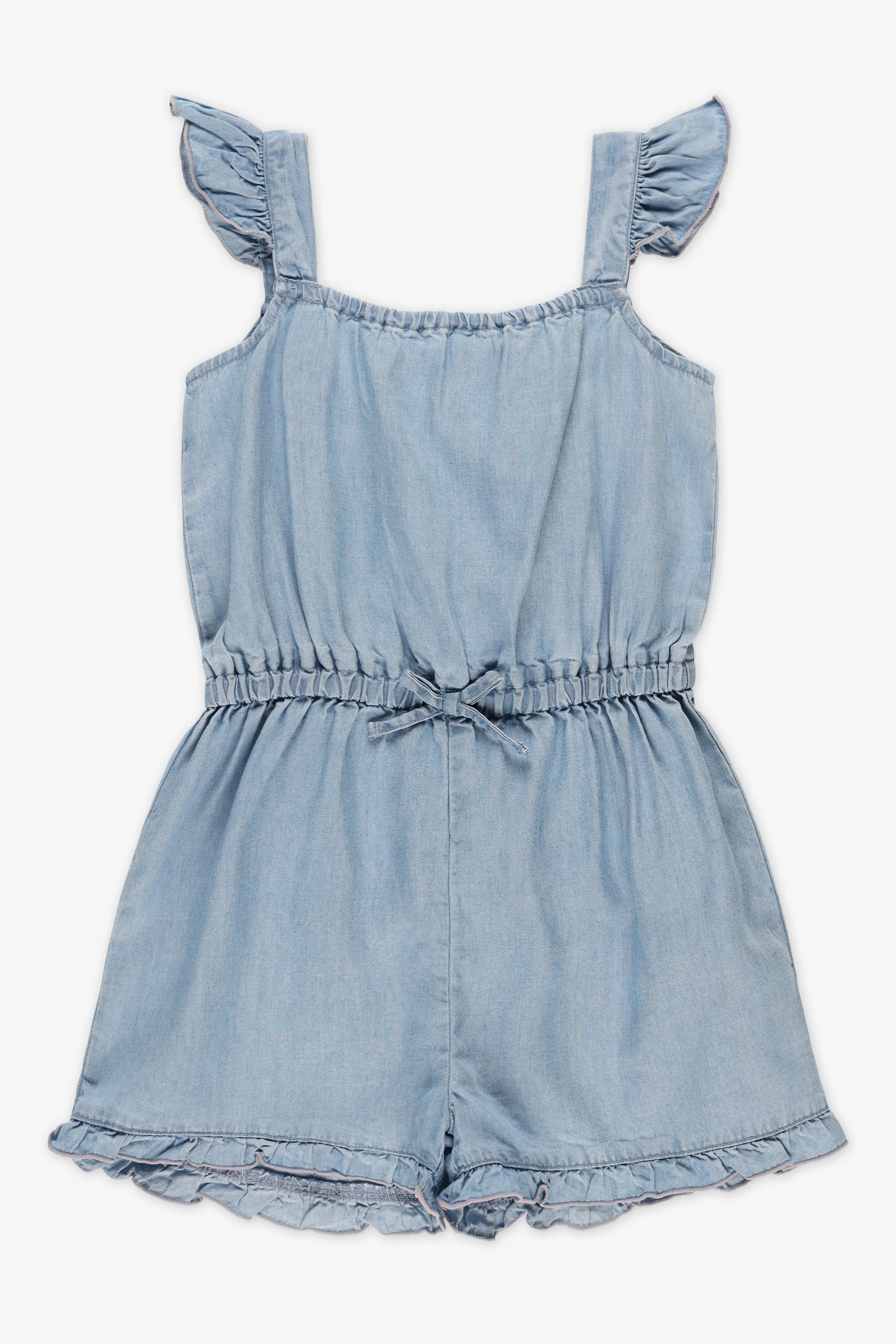 Short court à volants - Enfant fille && DENIM PALE