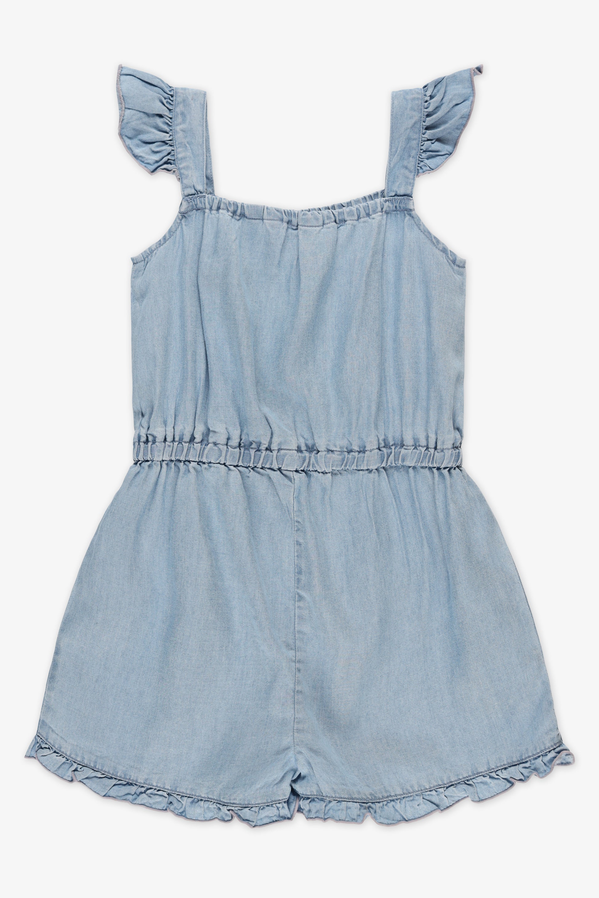 Short court à volants - Enfant fille && DENIM PALE
