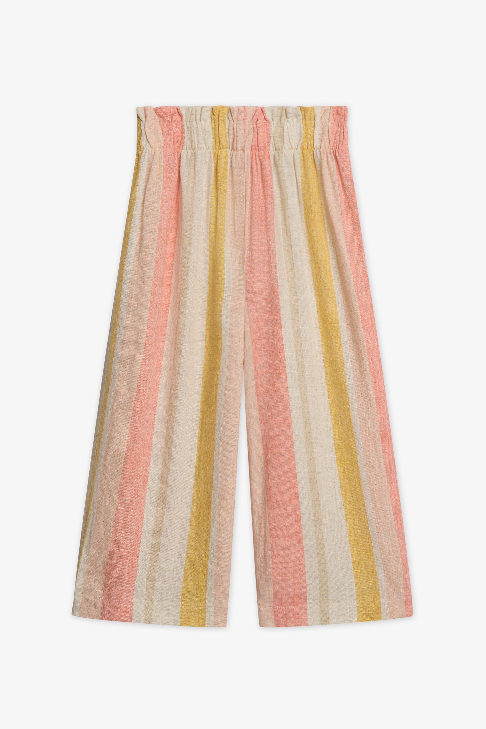 Pantalon à jambes larges rayé - Enfant fille && BEIGE/MULTI