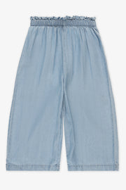 Pantalon 7/8 taille paper bag - Enfant fille && DENIM PALE