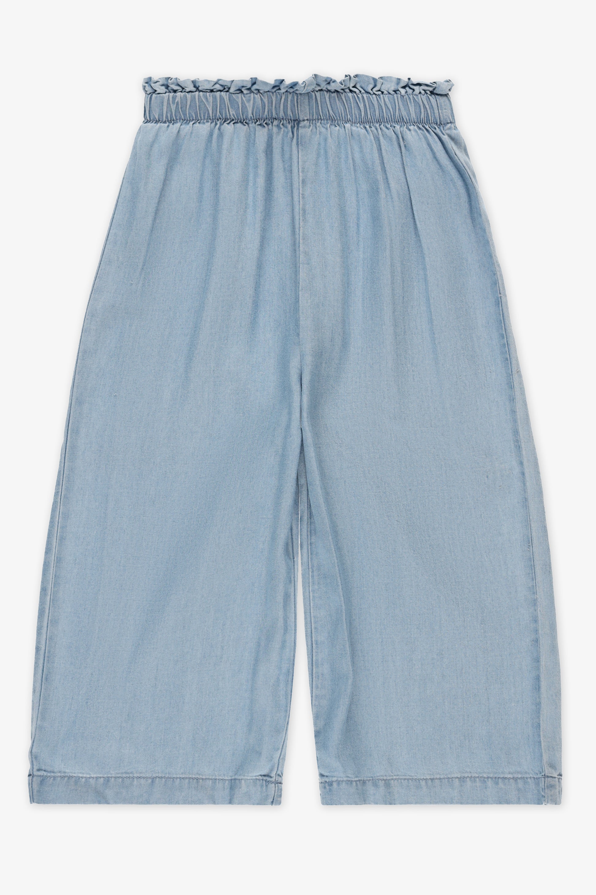 Pantalon 7/8 taille paper bag - Enfant fille && DENIM PALE