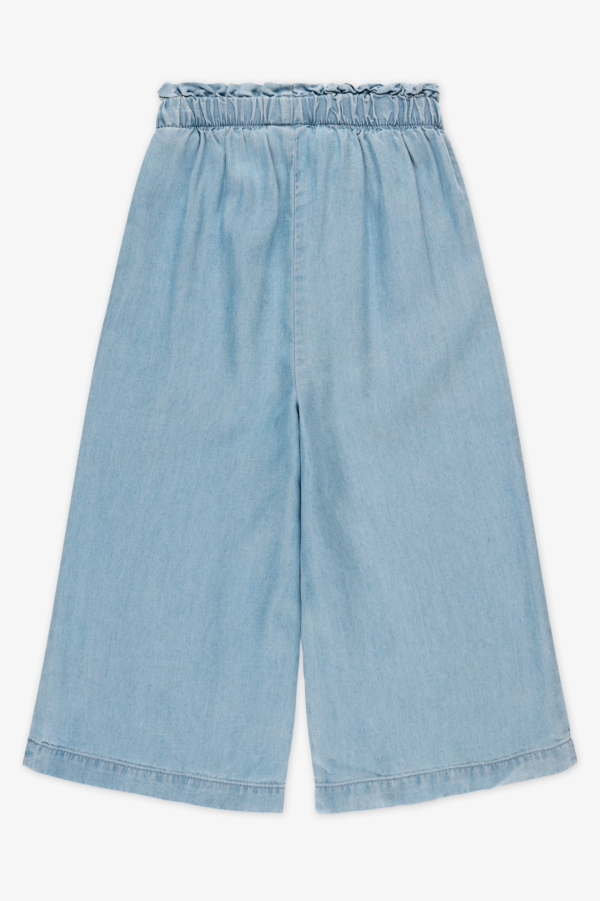Pantalon 7/8 taille paper bag - Enfant fille && DENIM PALE