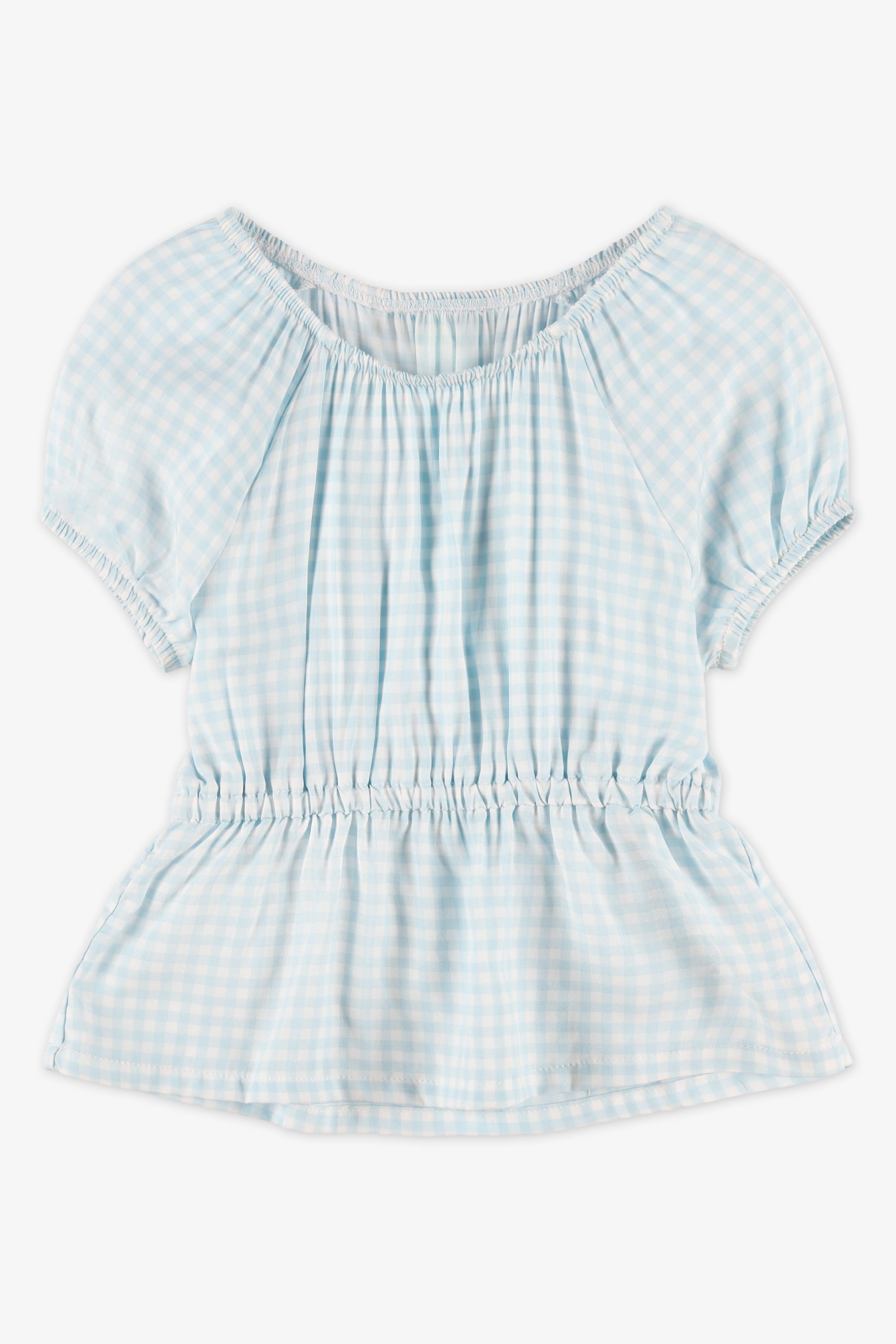 Blouse à manches courtes imprimée - Fille && BLEU MULTI