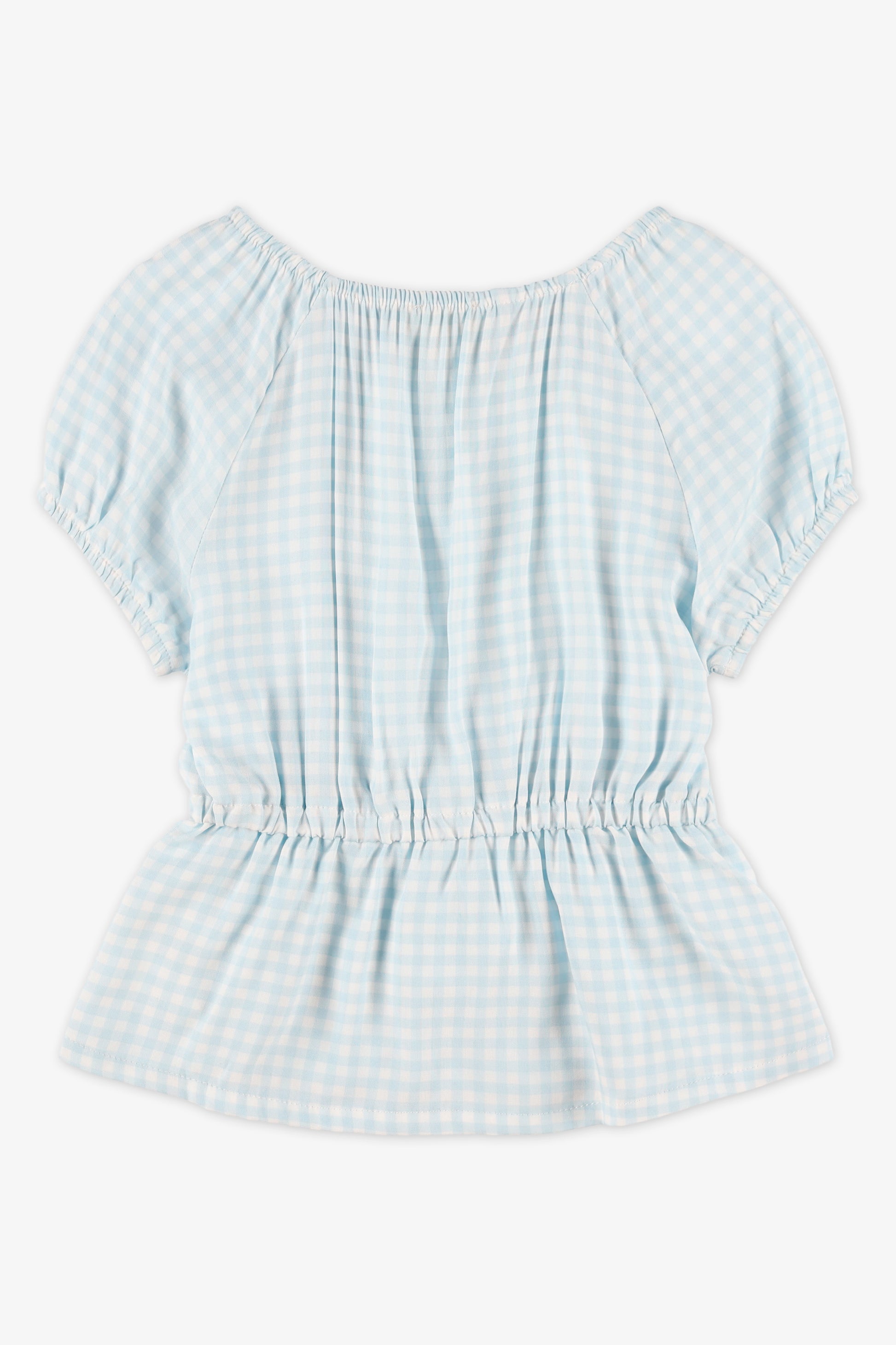 Blouse à manches courtes imprimée - Fille && BLEU MULTI