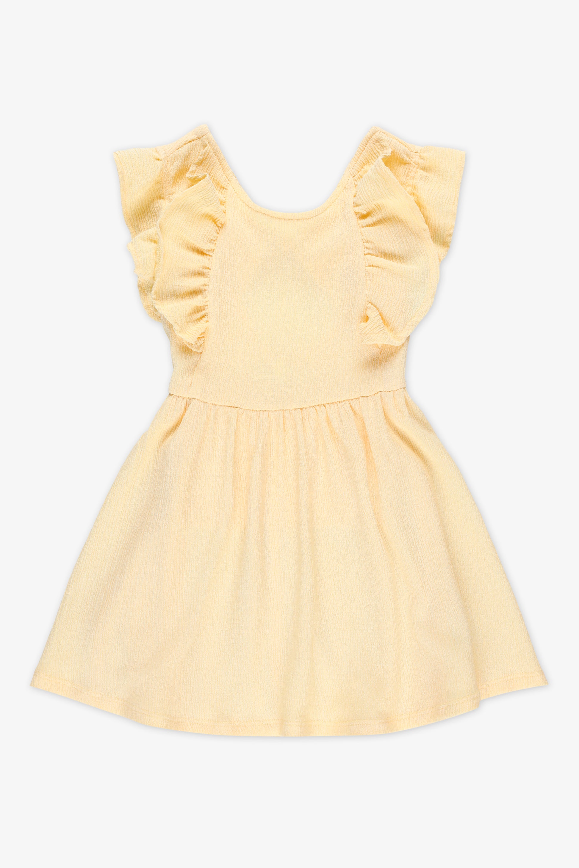 Robe à volants en crinkle - Enfant fille && JAUNE