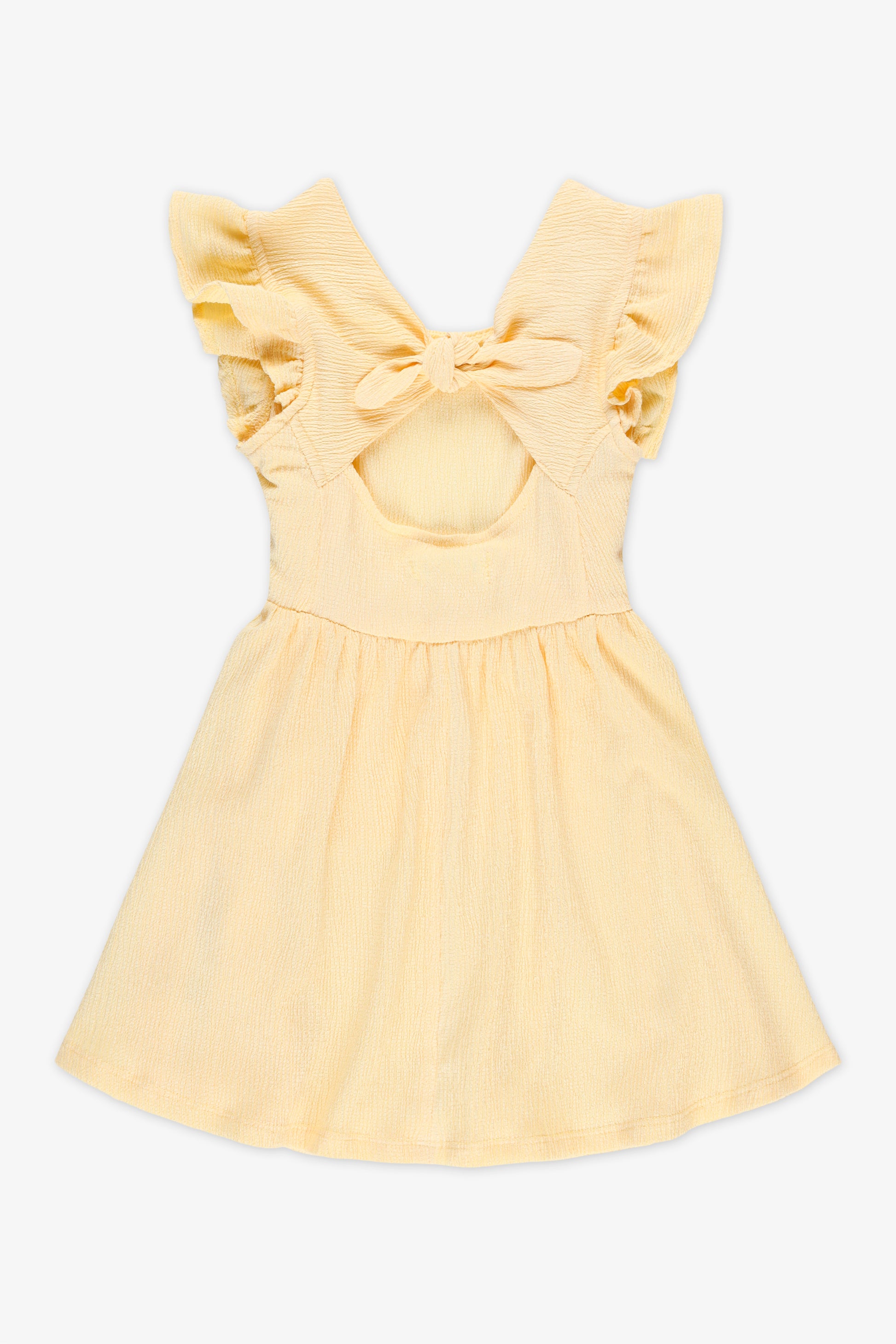 Robe à volants en crinkle - Enfant fille && JAUNE