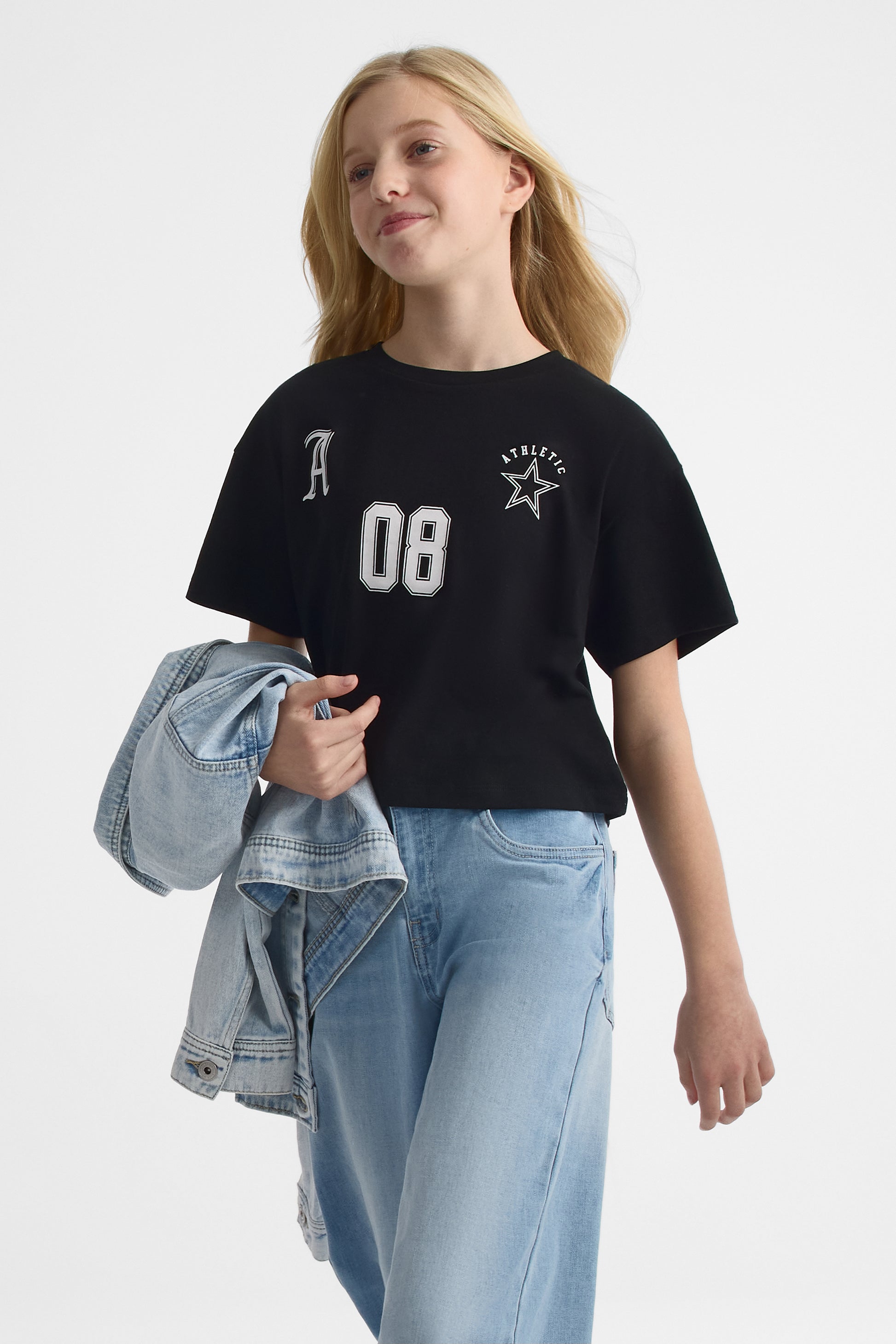 T-shirt graphique 2/25$ - Ado fille && NOIR