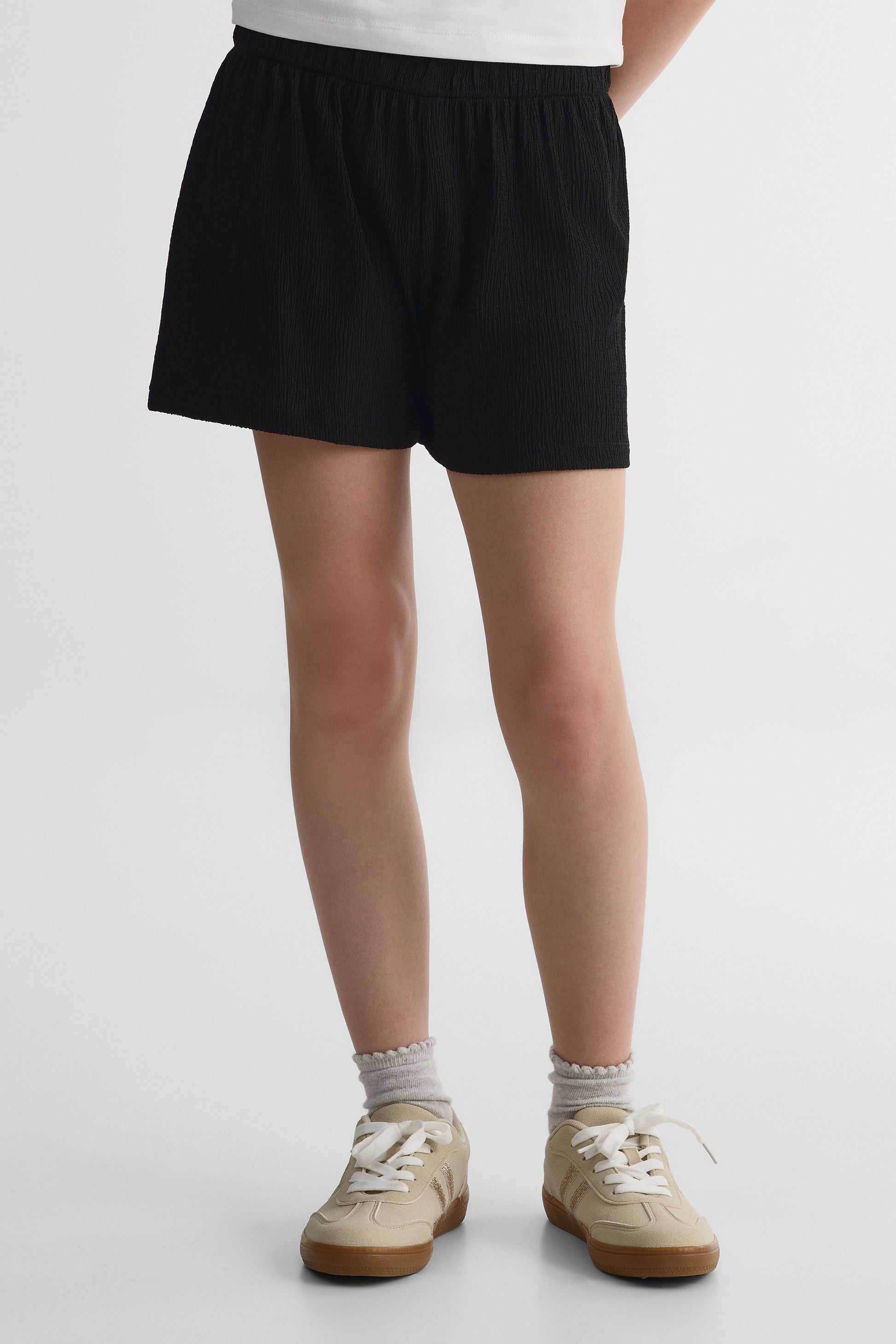 Short uni en crêpe - Ado fille && NOIR
