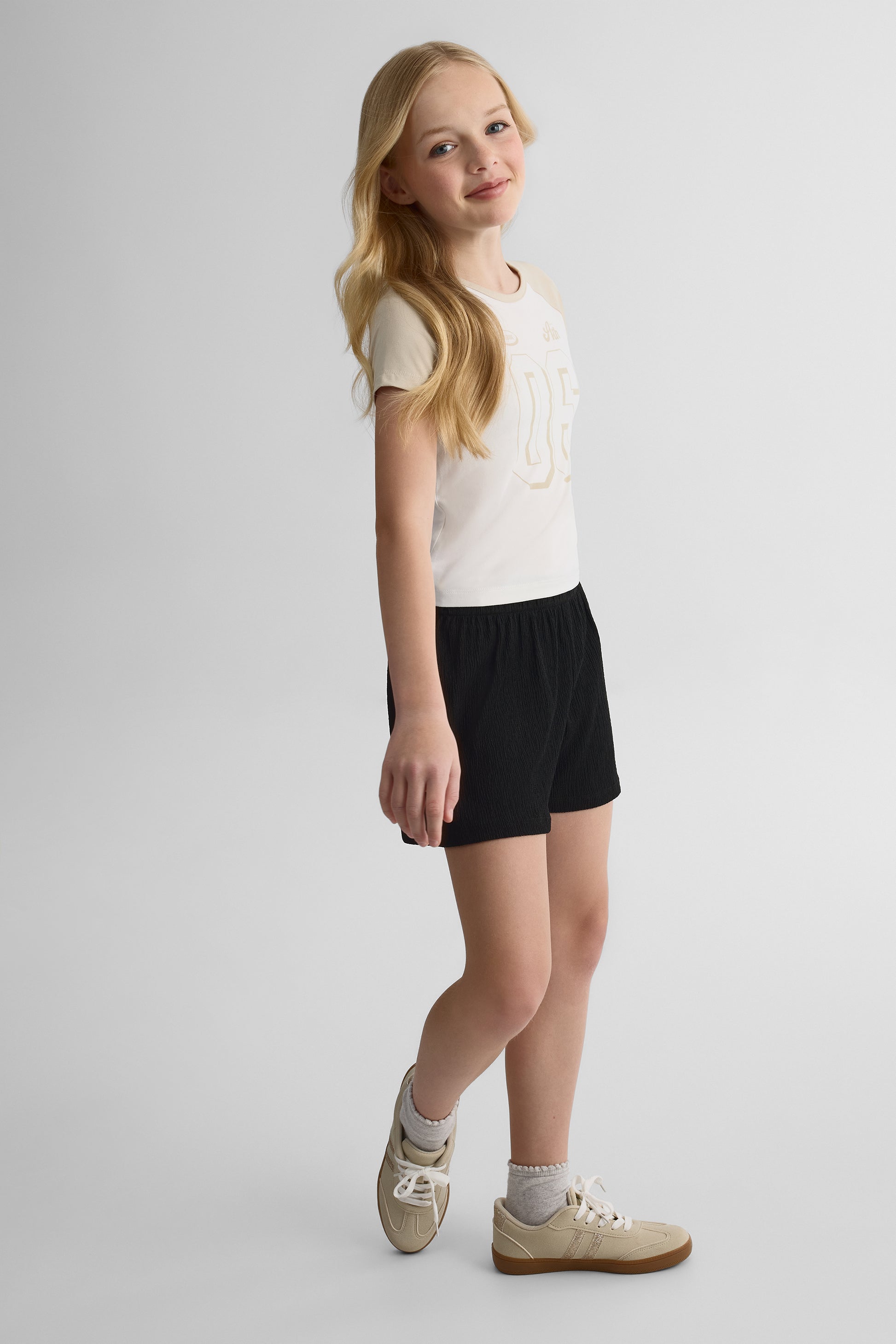 Short uni en crêpe - Ado fille && NOIR