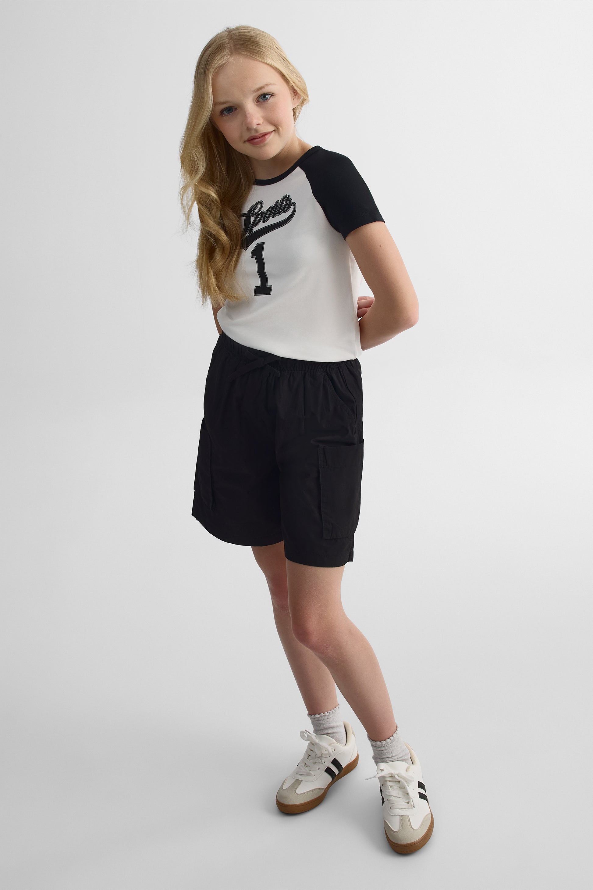 Bermuda en poplin à poches - Ado fille && NOIR