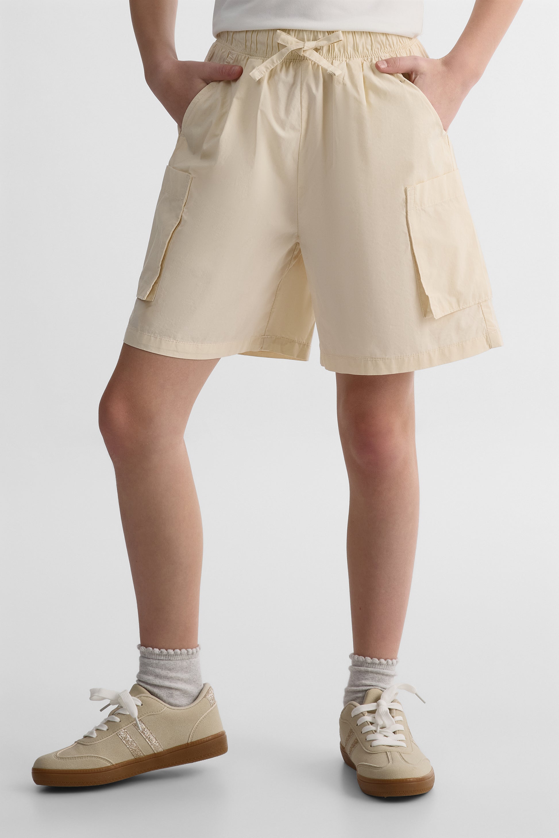Bermuda en poplin à poches - Ado fille && BEIGE