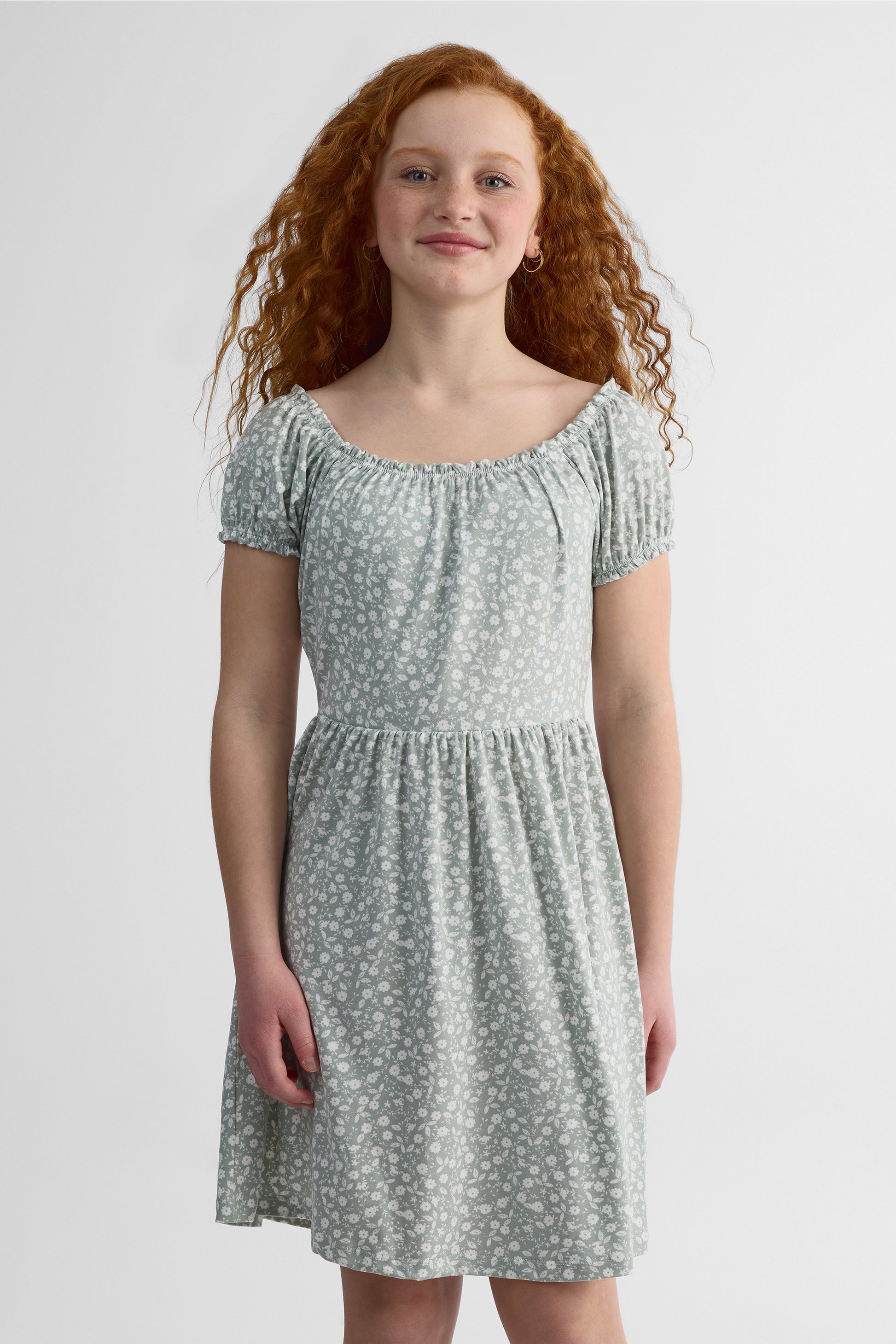 Robe à motifs - Ado fille && VERT DE GRIS